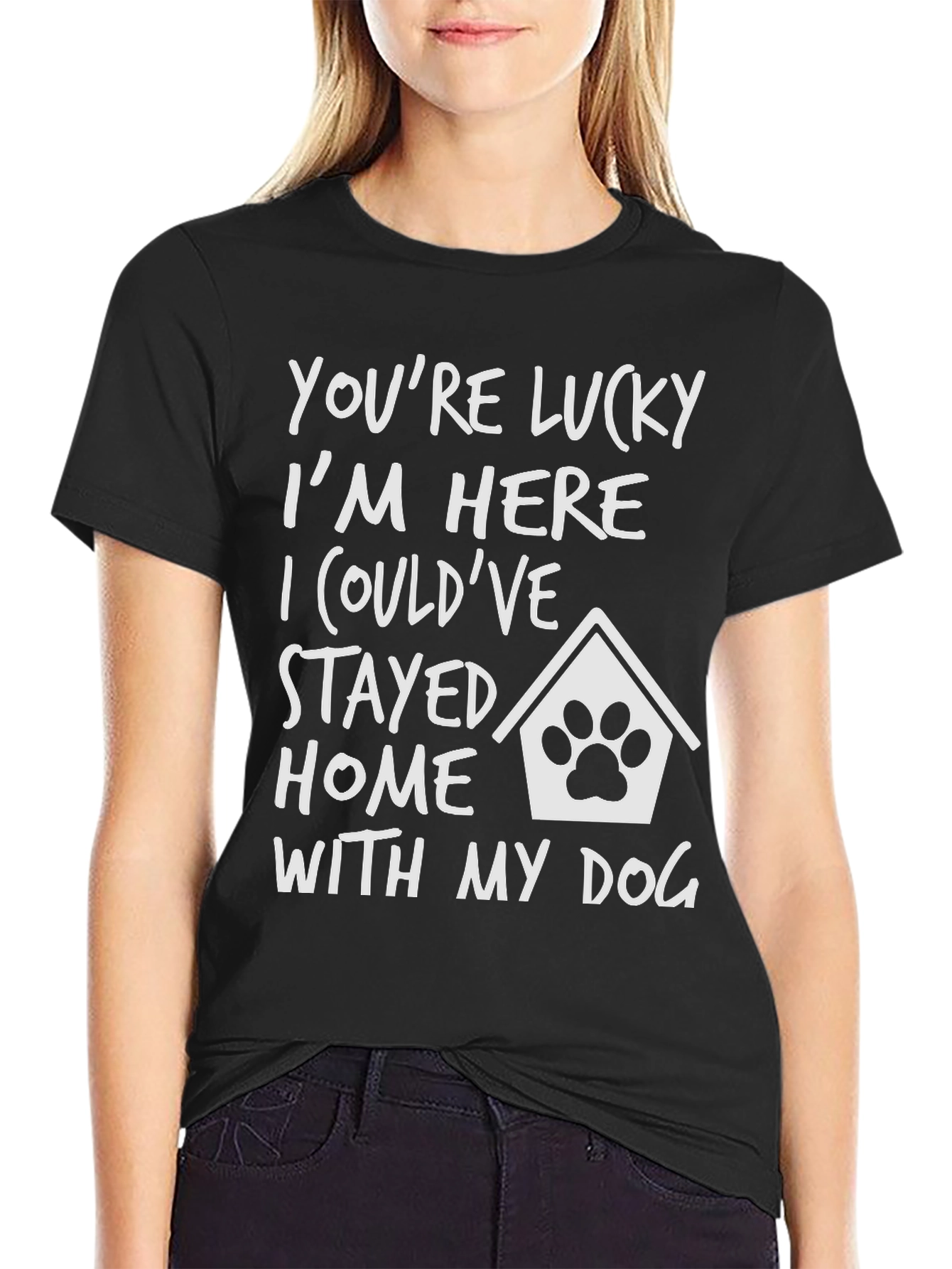 Lucky Im Here Dog T-Shirt