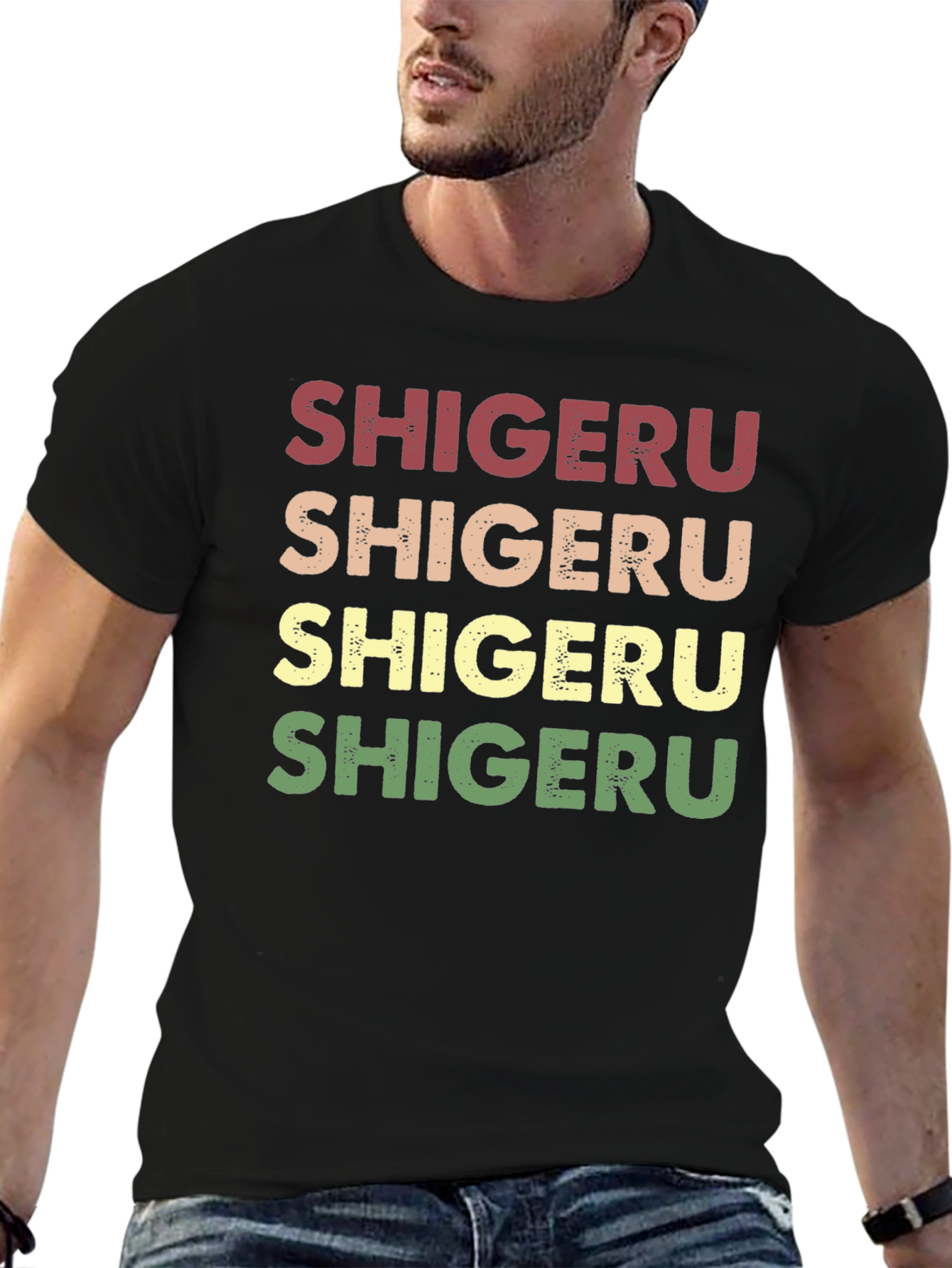Retro Shigeru Text Graphic T-Shirt