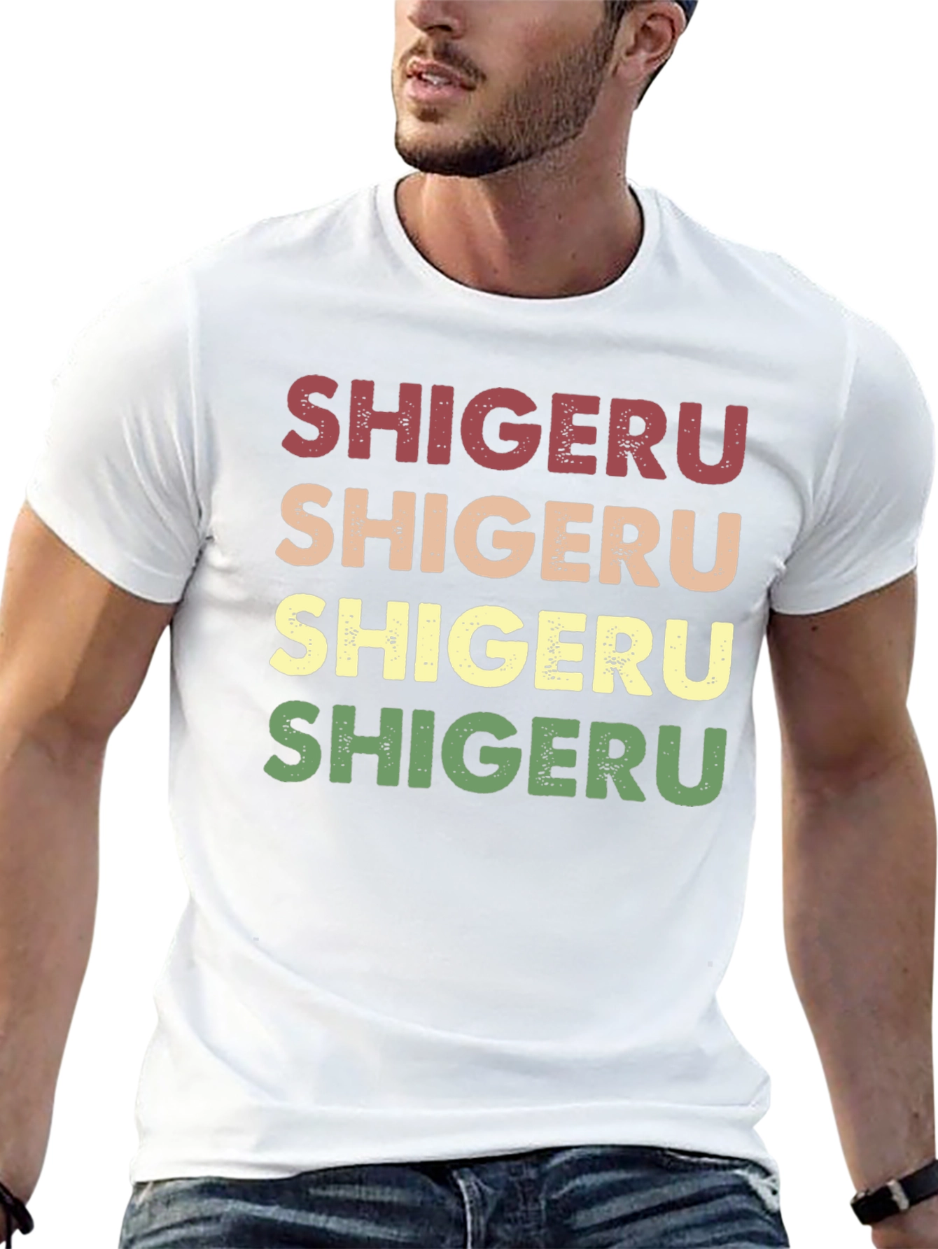 Retro Shigeru Text Graphic T-Shirt