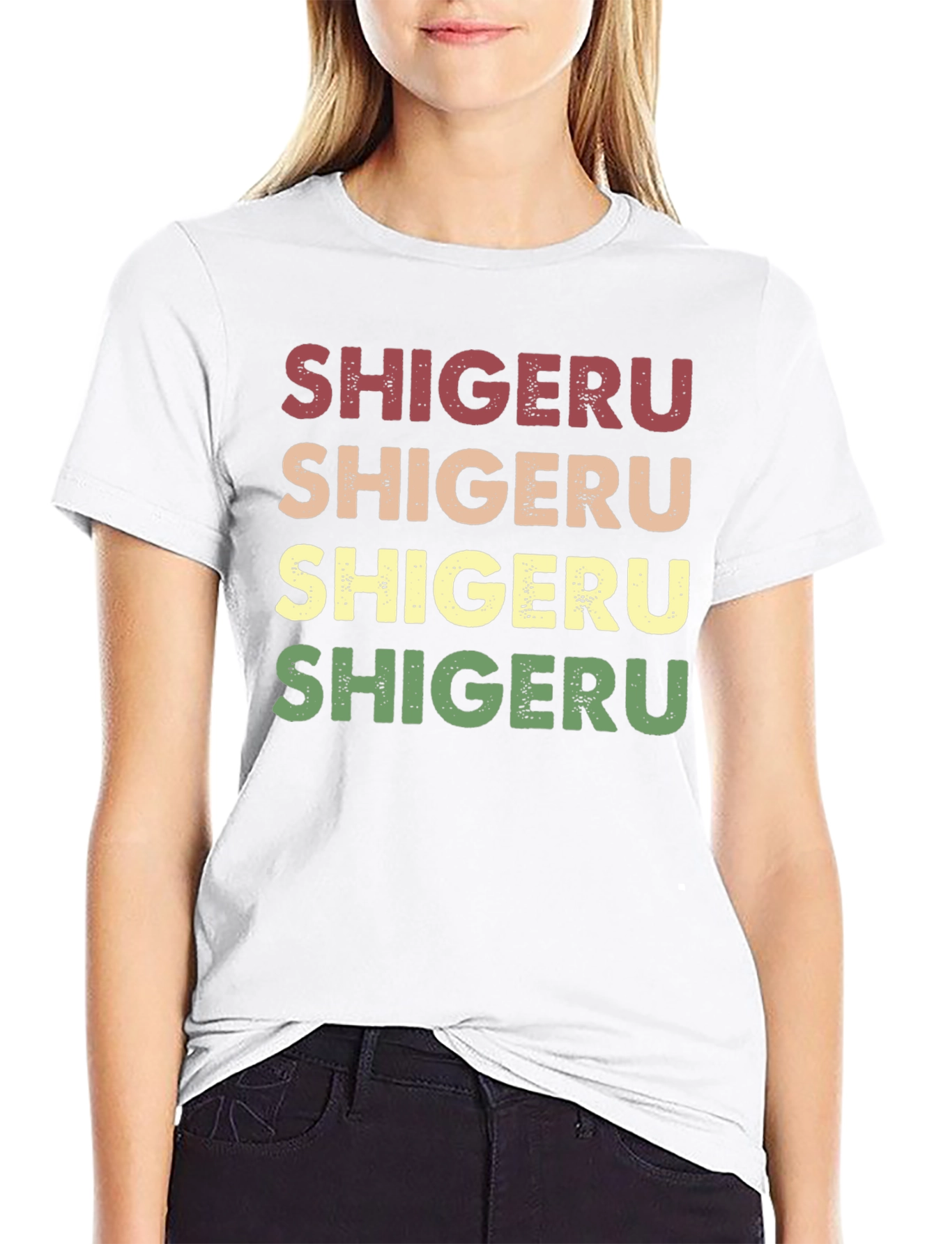 Retro Shigeru Text Graphic T-Shirt