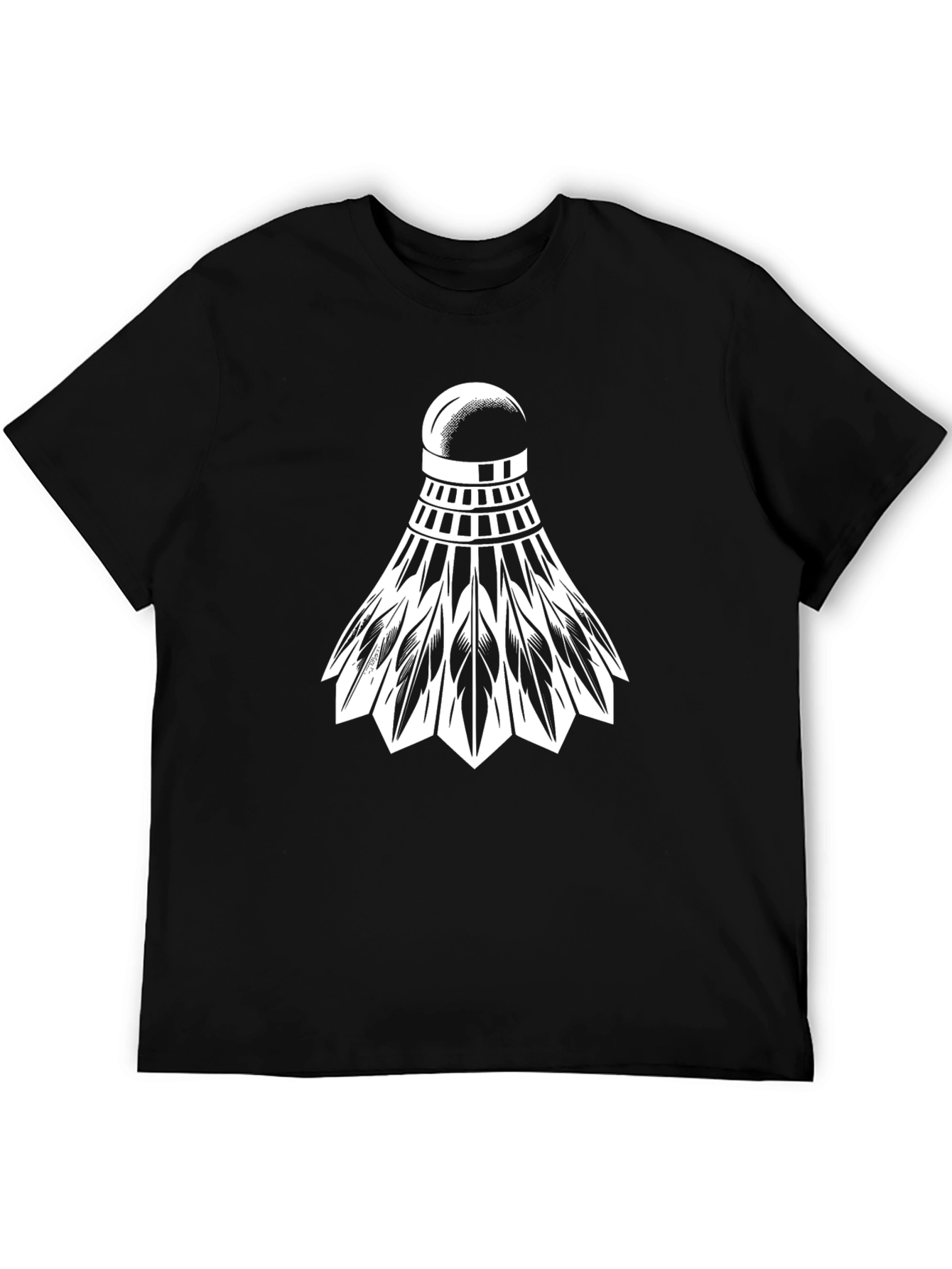 Badminton Shuttlecock Graphic Tee - Black Cotton Blend