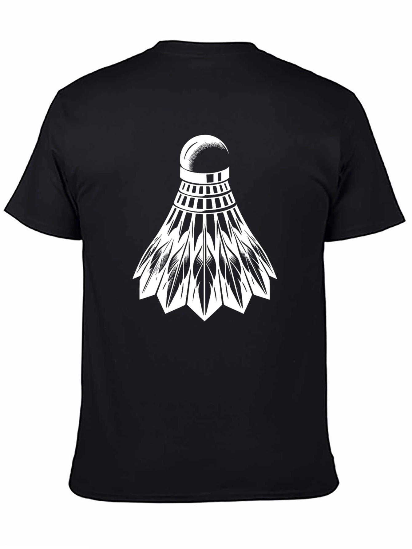 Badminton Shuttlecock Graphic Tee - Black Cotton Blend