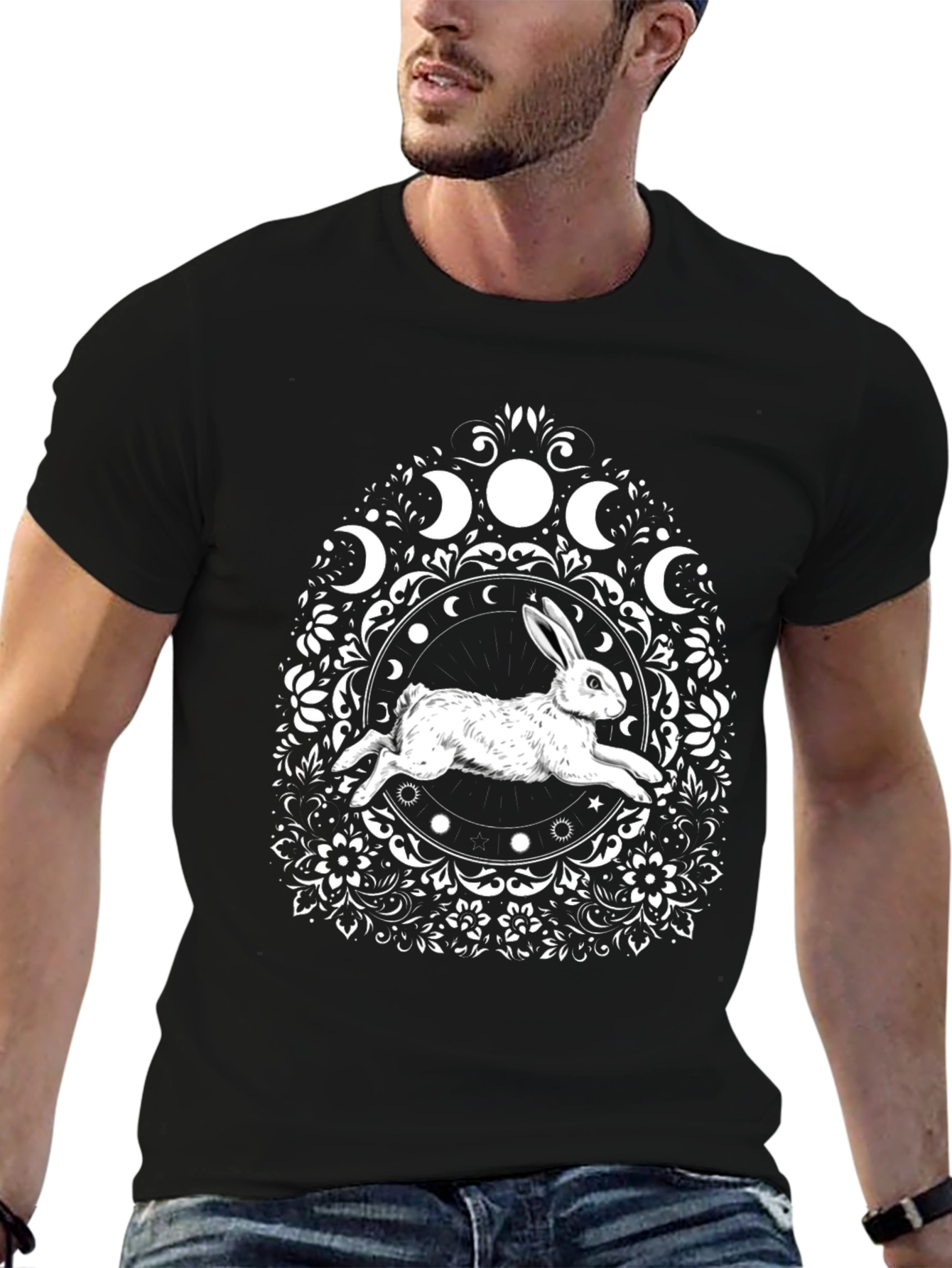 Rabbit Moon Phases Graphic T-Shirt