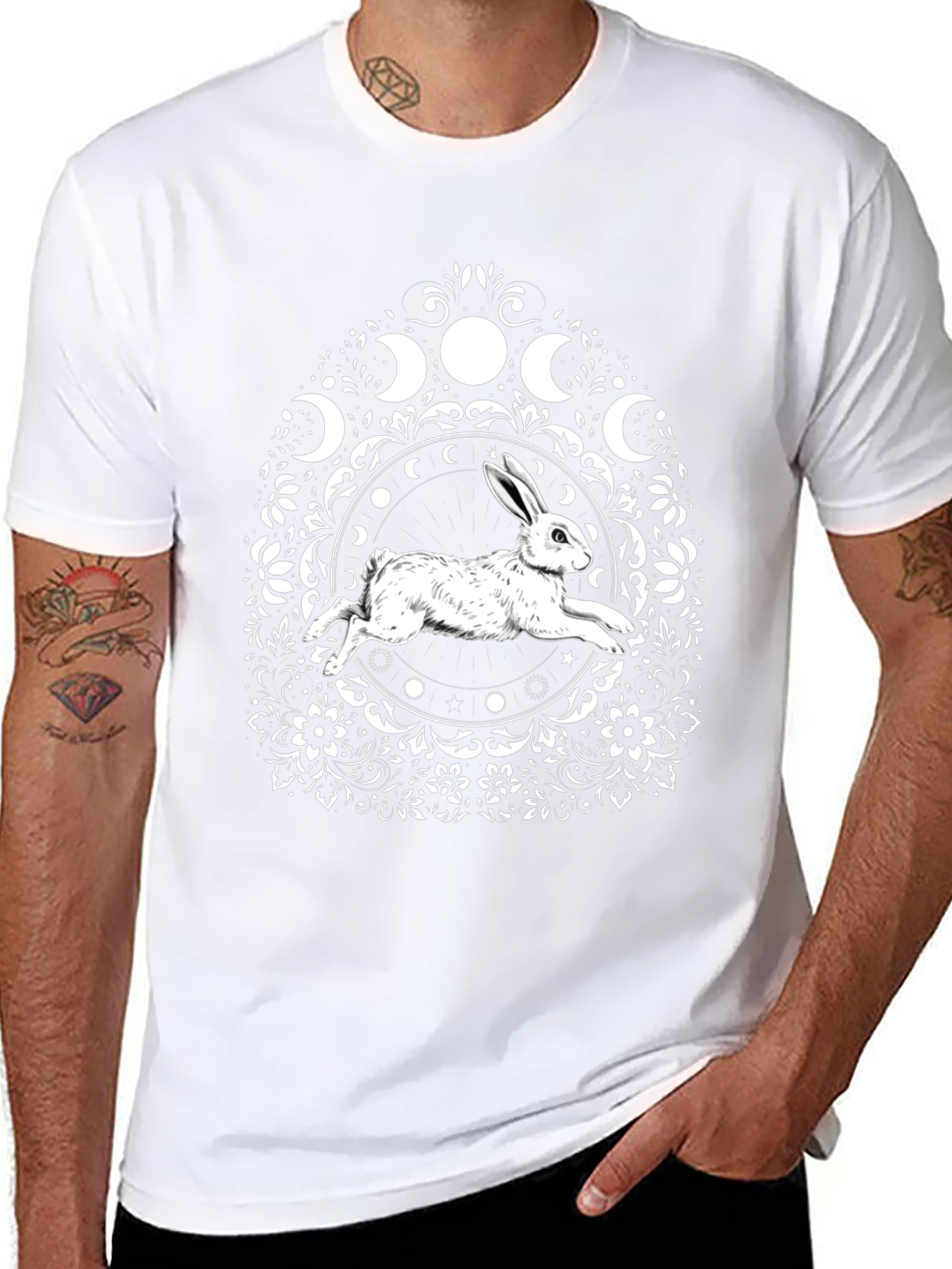 Rabbit Moon Phases Graphic T-Shirt