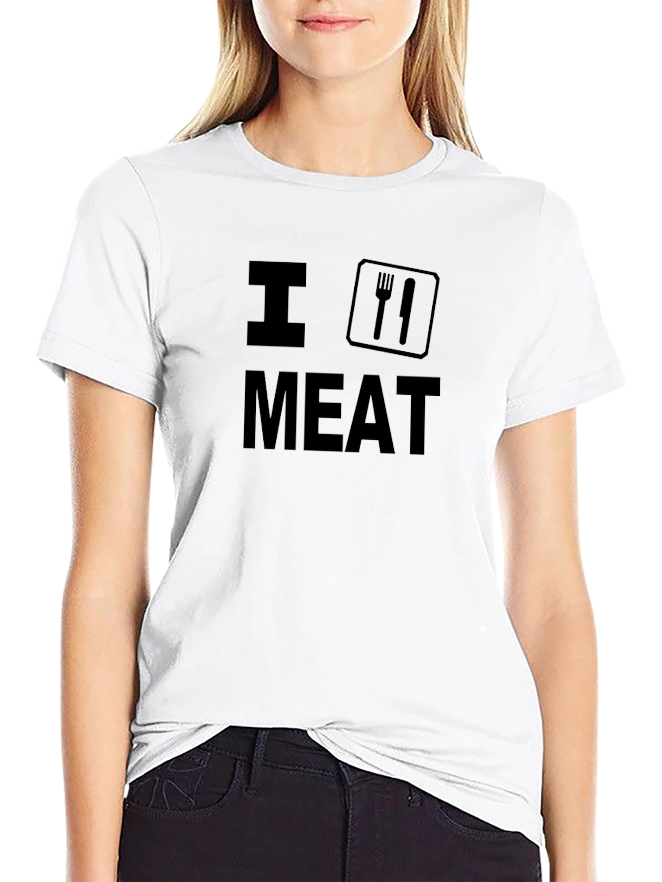 I Love Meat Graphic T-Shirt - Black Casual Tee