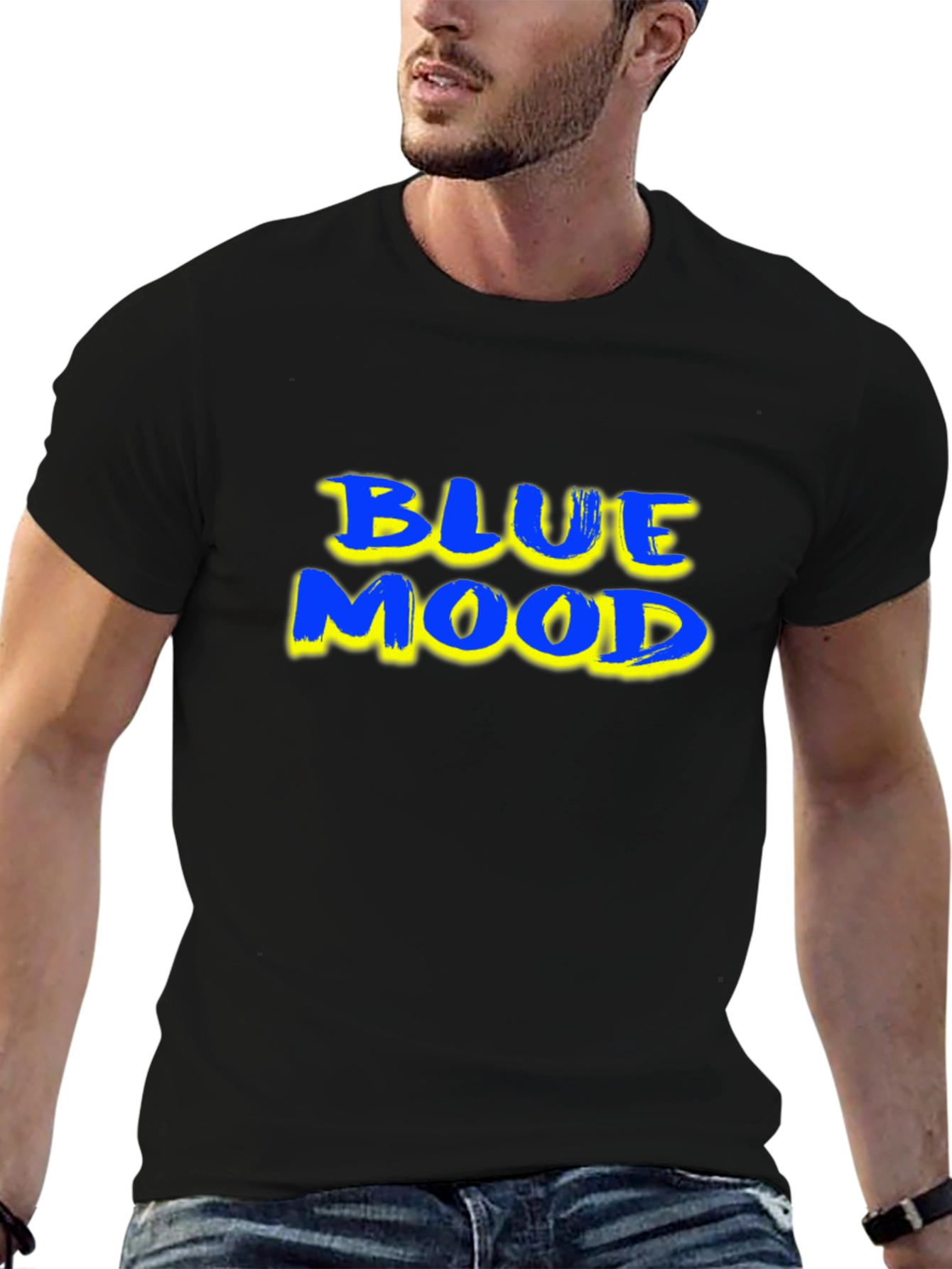 Blue Mood Graphic T-Shirt - Black