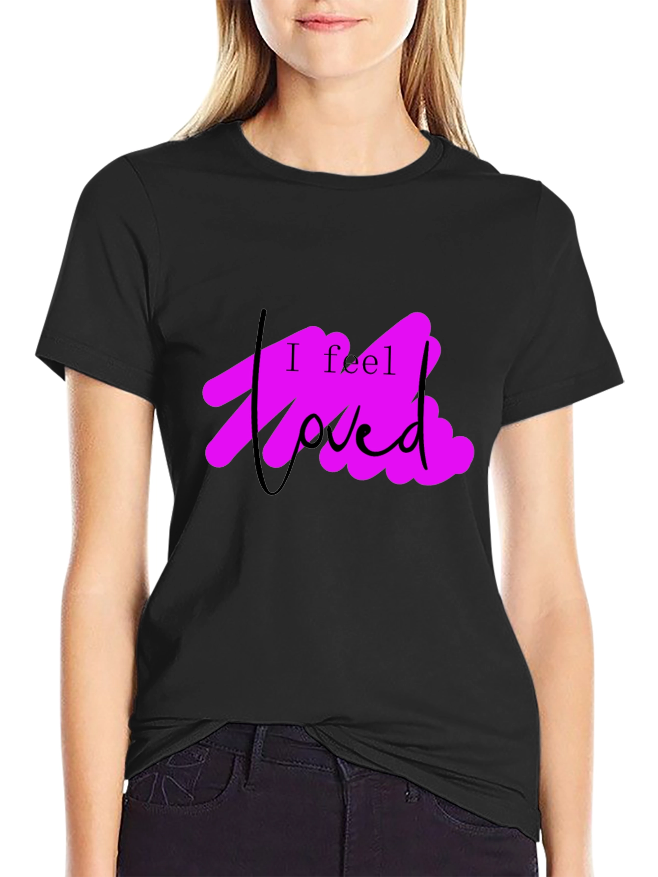 I Feel Loved Black Graphic Tee