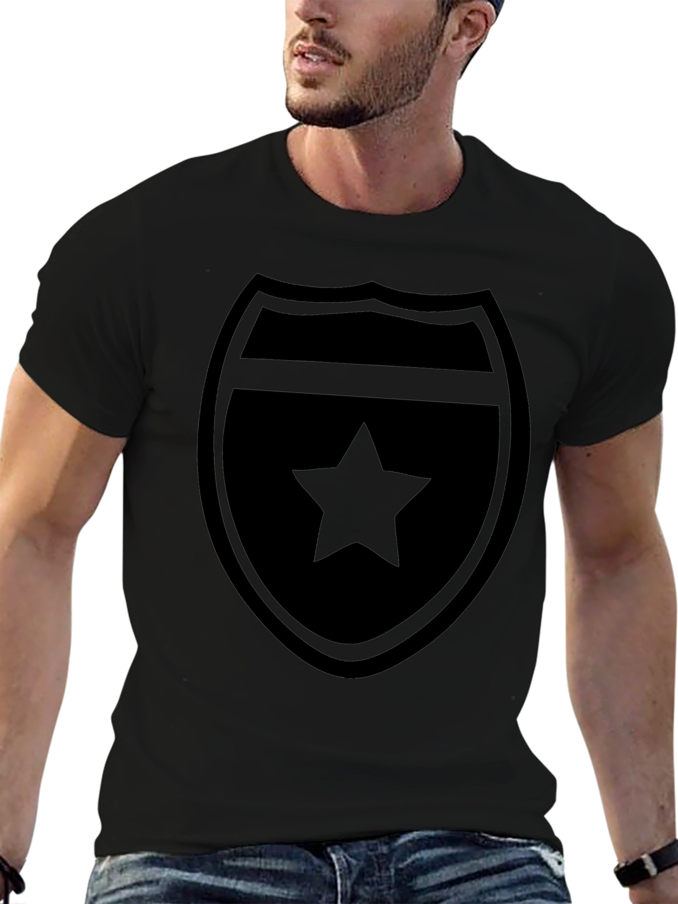 Star Shield Black T-Shirt - Classic Style