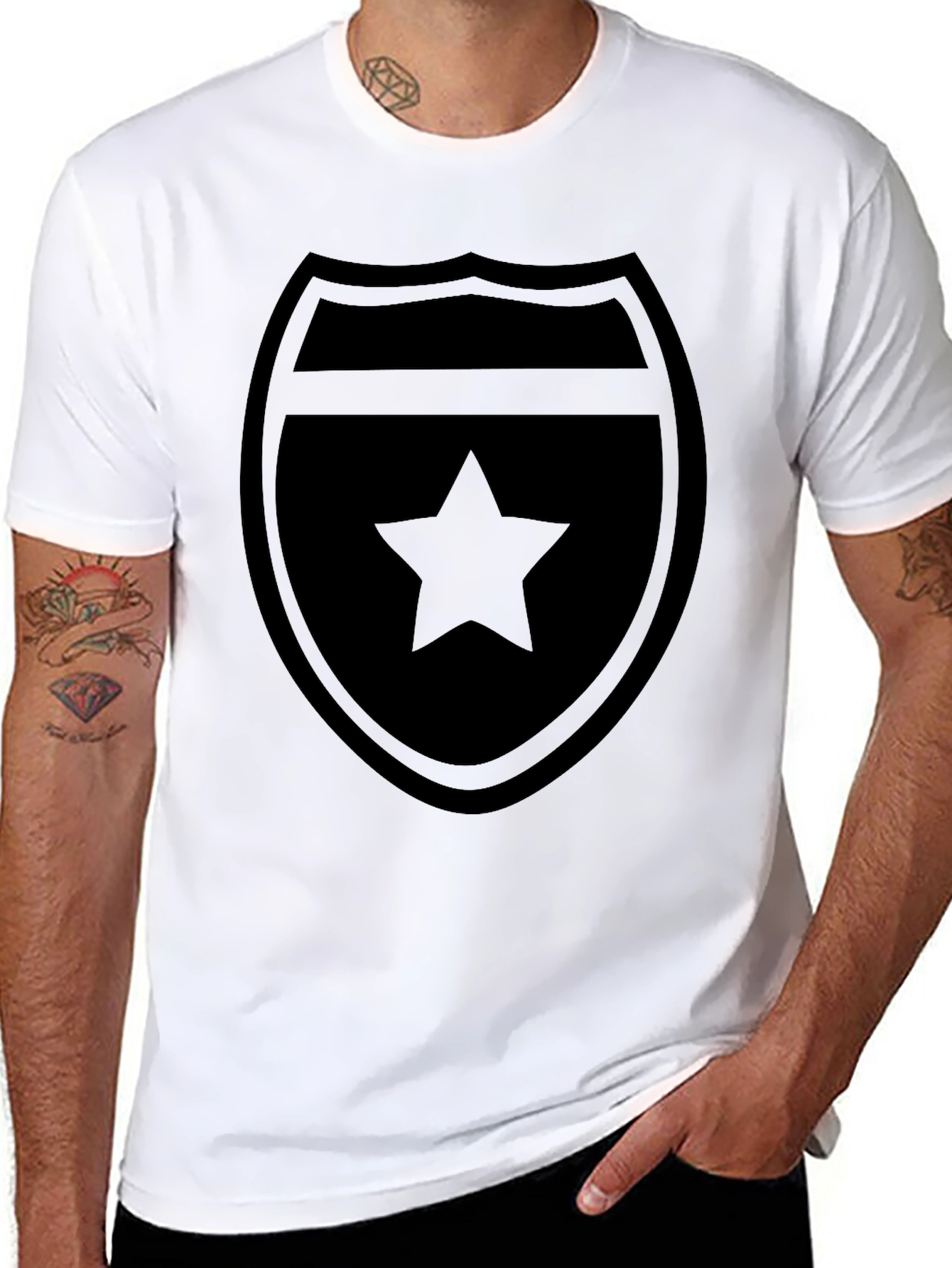 Star Shield Black T-Shirt - Classic Style