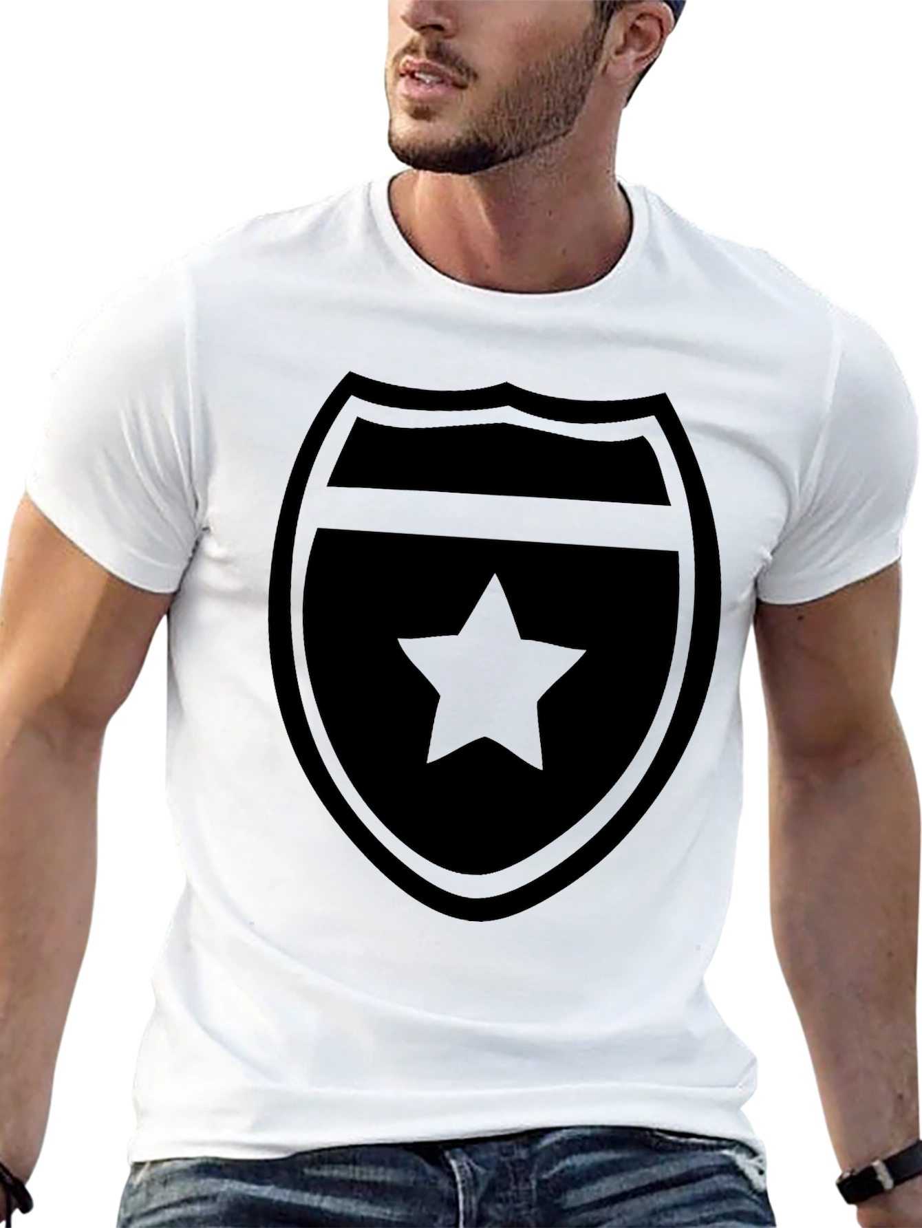 Star Shield Black T-Shirt - Classic Style