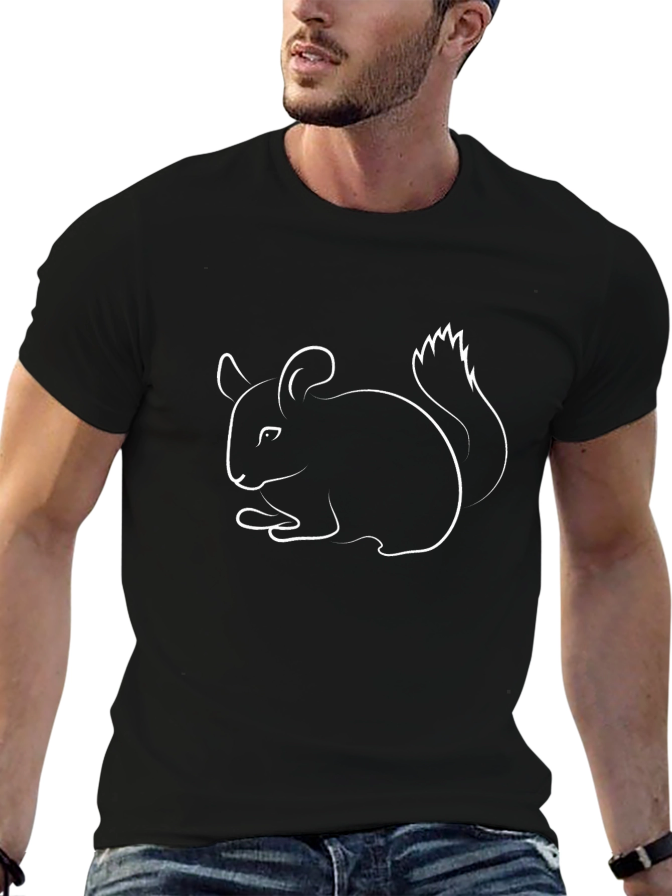 Chinchilla Graphic Tee - Mens Black Cotton T-Shirt
