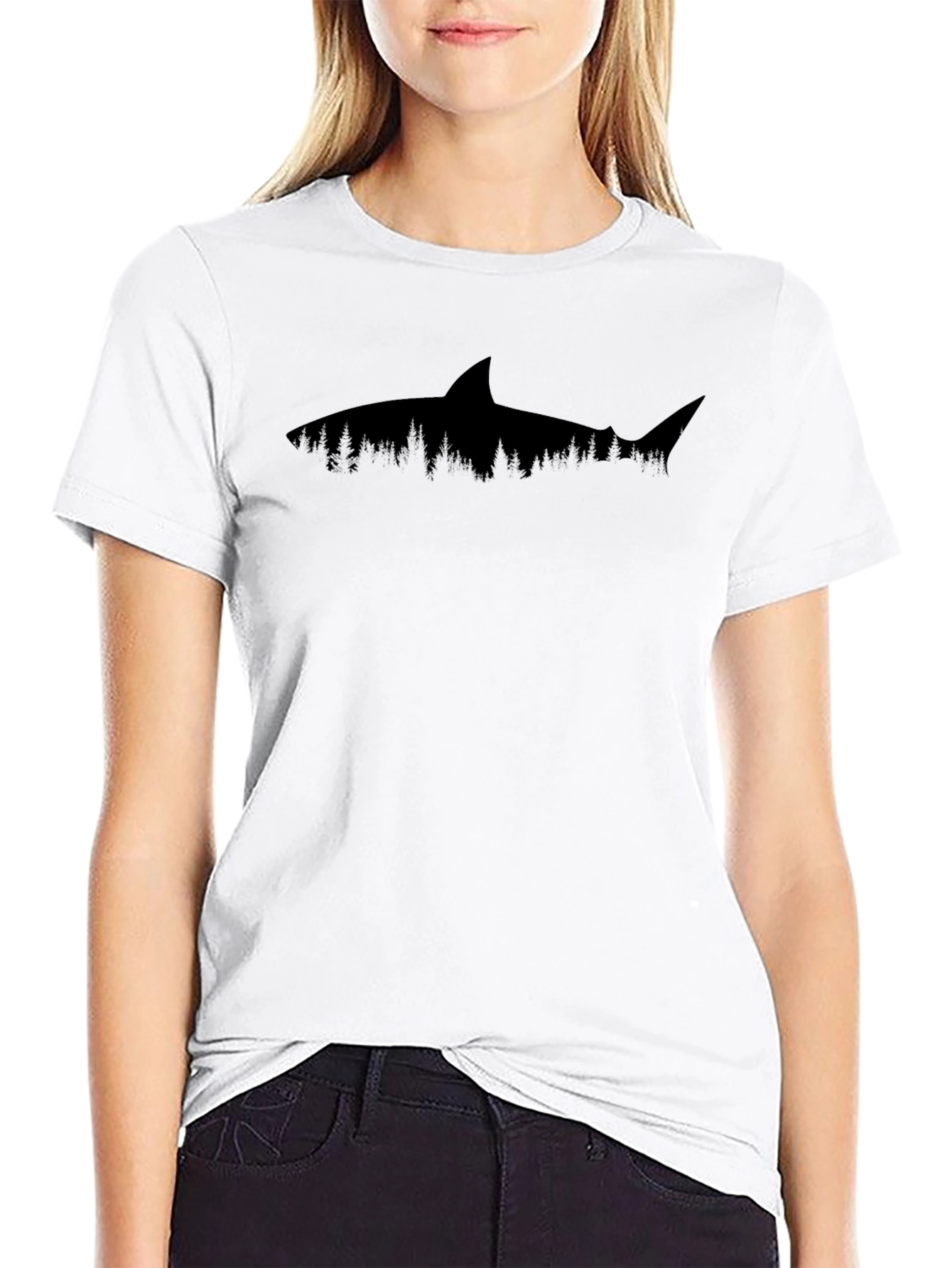 Shark Forest Graphic Tee - Mens Black T-Shirt
