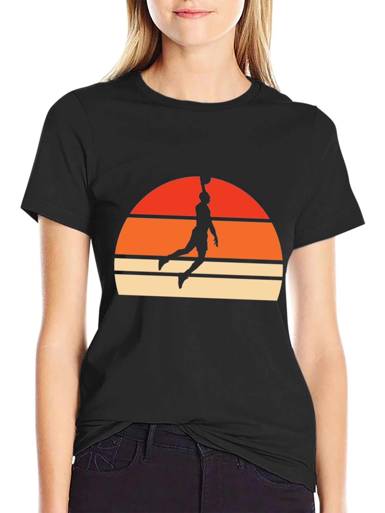Retro Sunset Basketball Dunk T-Shirt