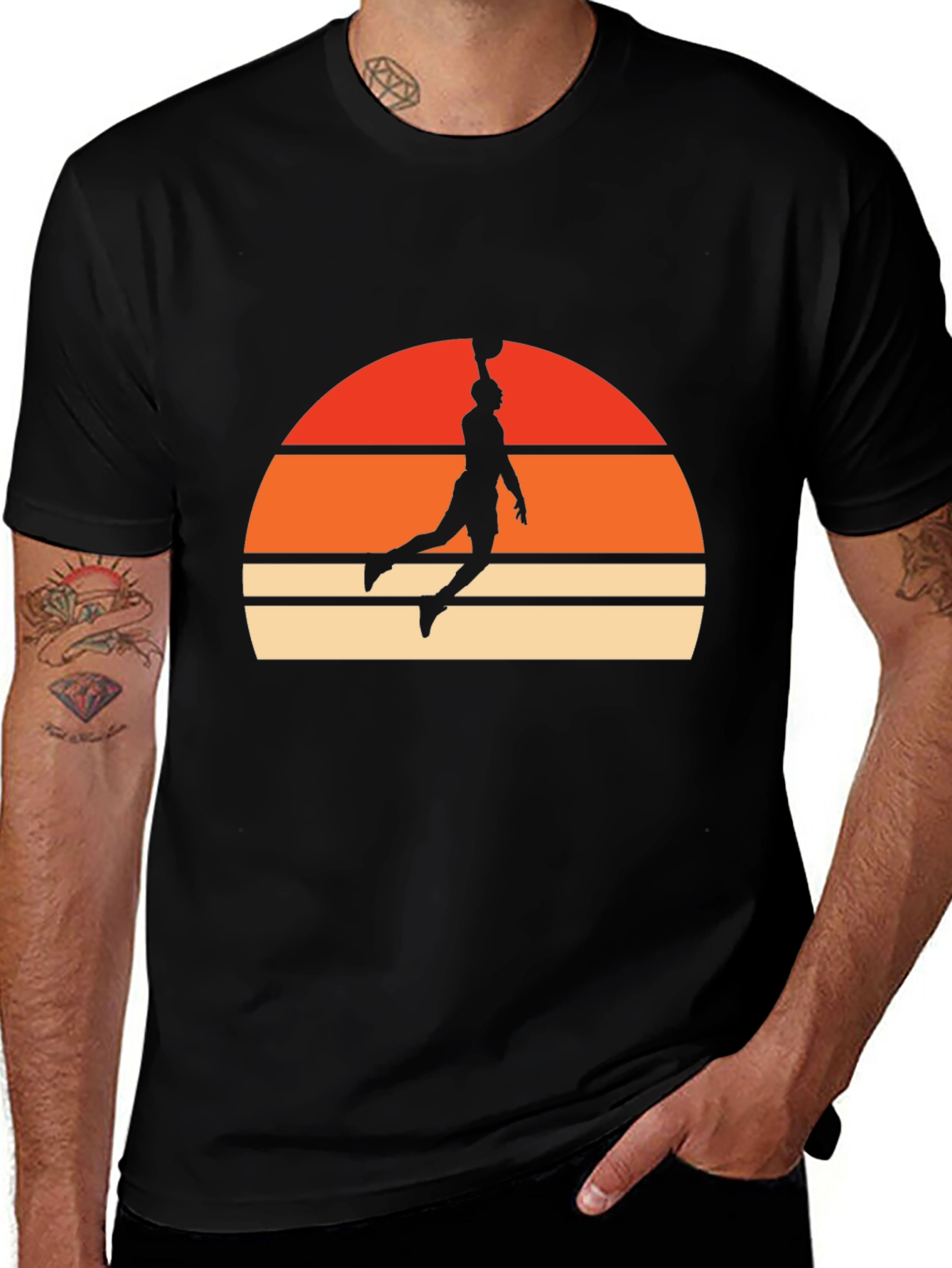 Retro Sunset Basketball Dunk T-Shirt