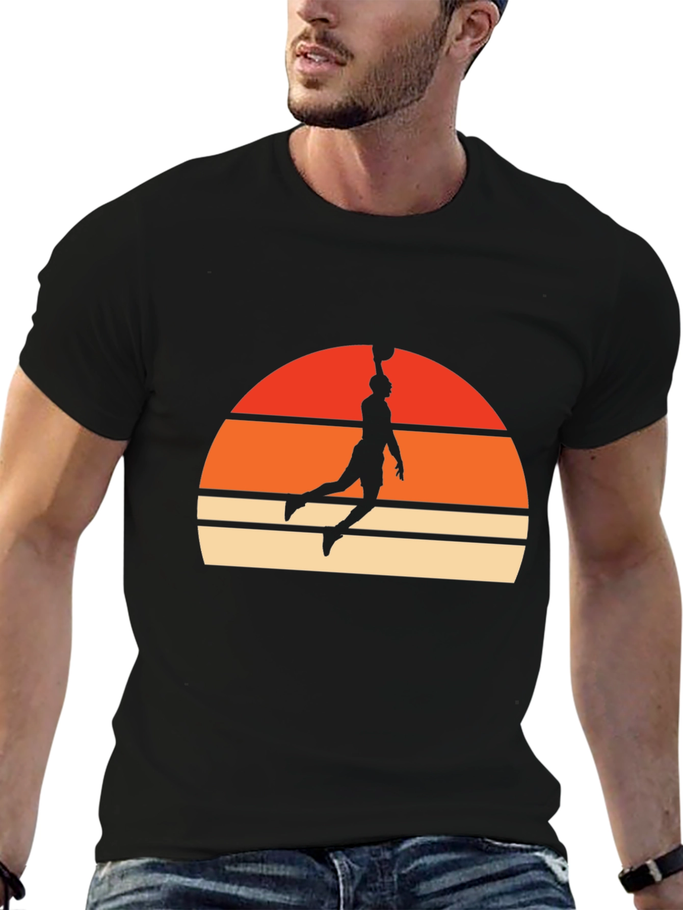 Retro Sunset Basketball Dunk T-Shirt