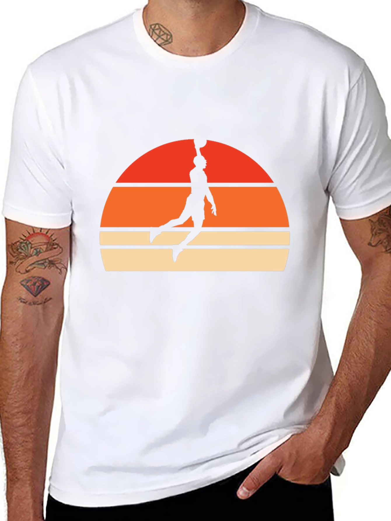 Retro Sunset Basketball Dunk T-Shirt