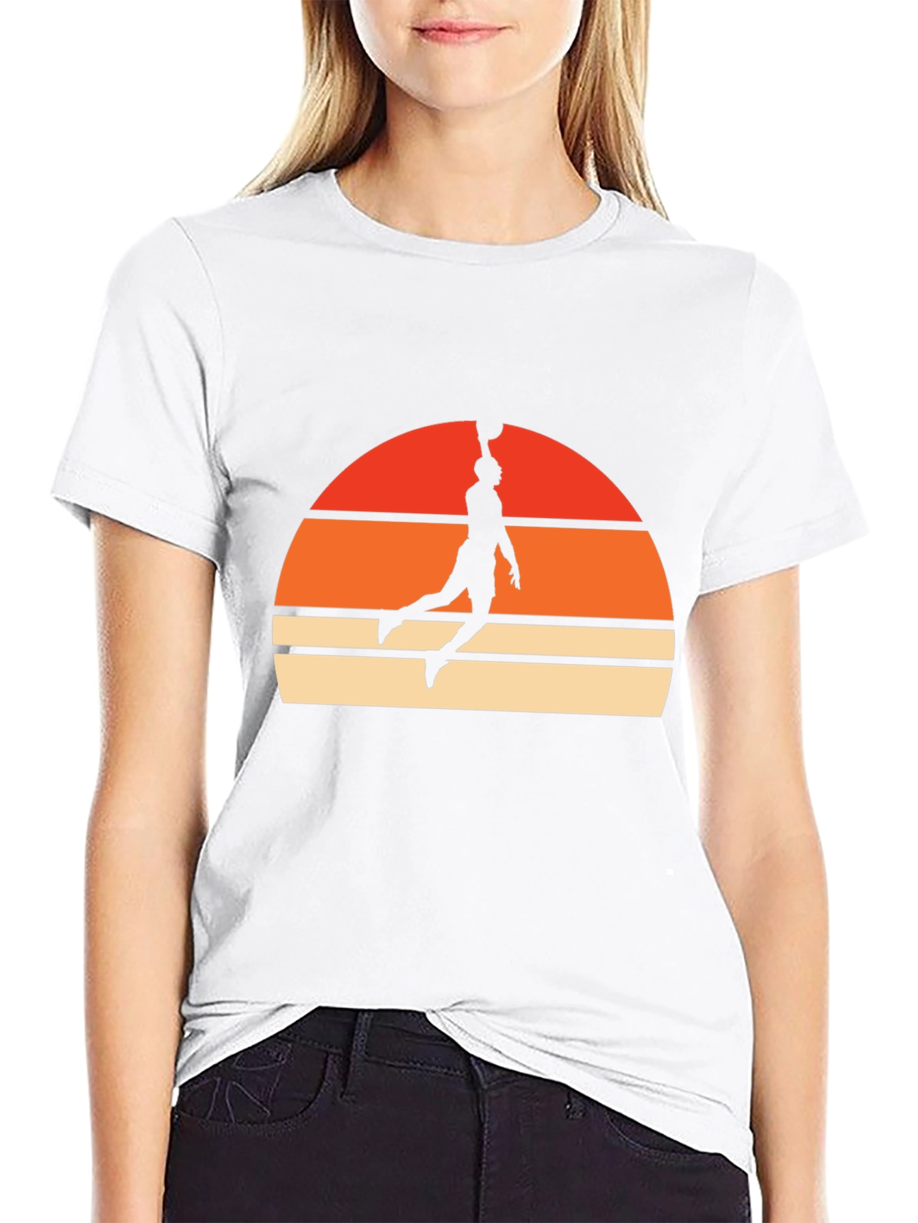 Retro Sunset Basketball Dunk T-Shirt