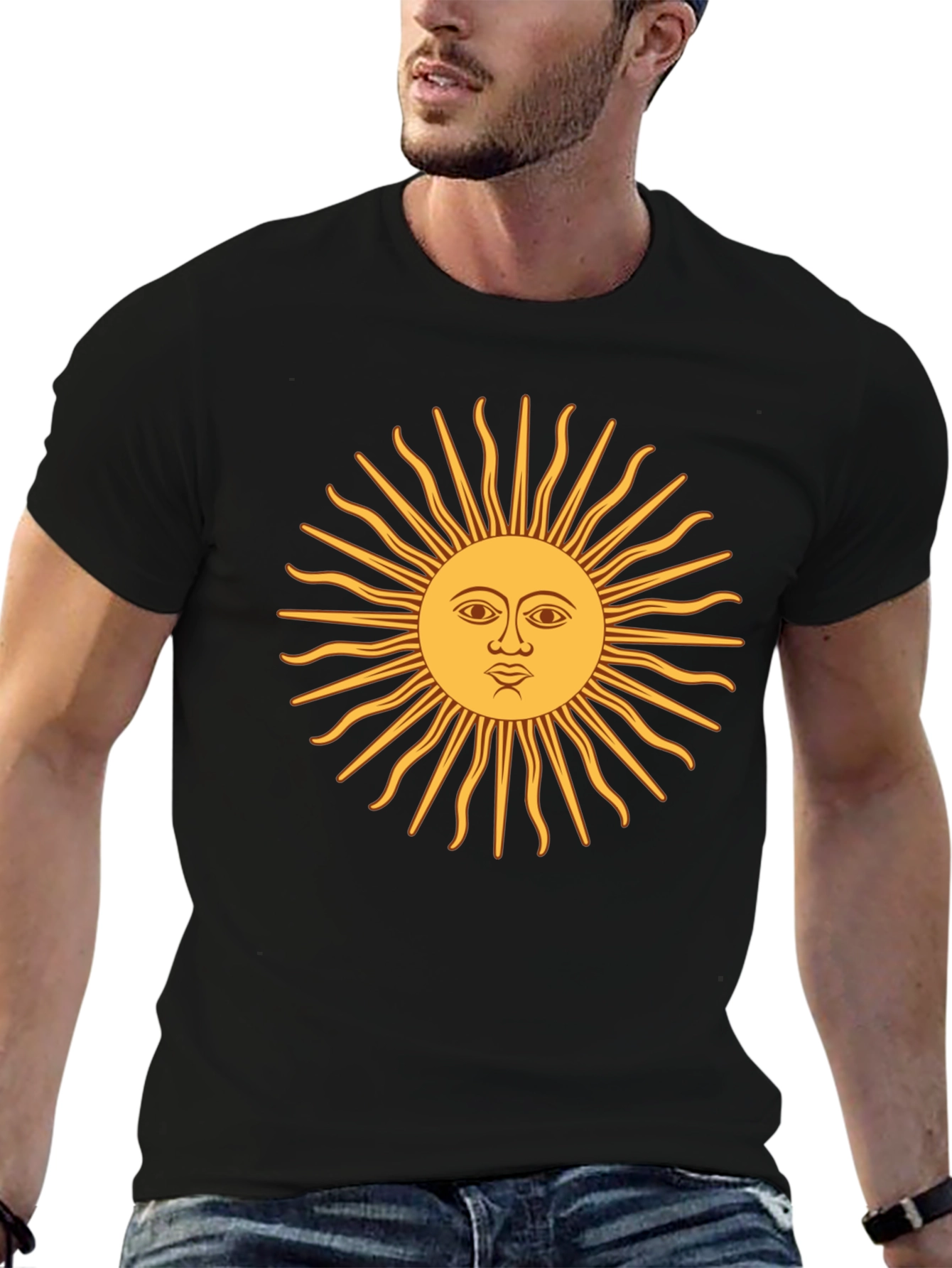 Sun Face Graphic Black T-Shirt