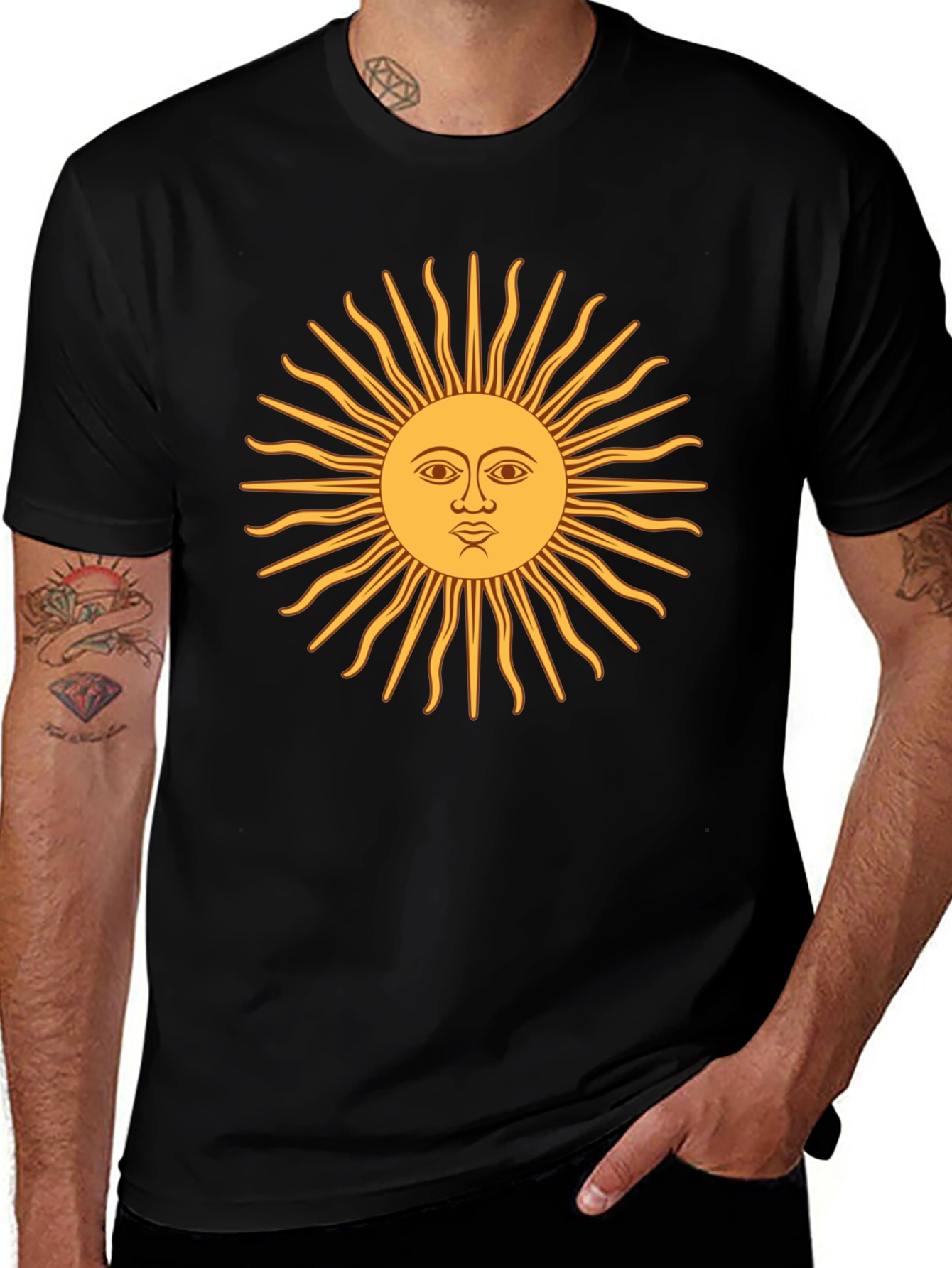 Sun Face Graphic Black T-Shirt