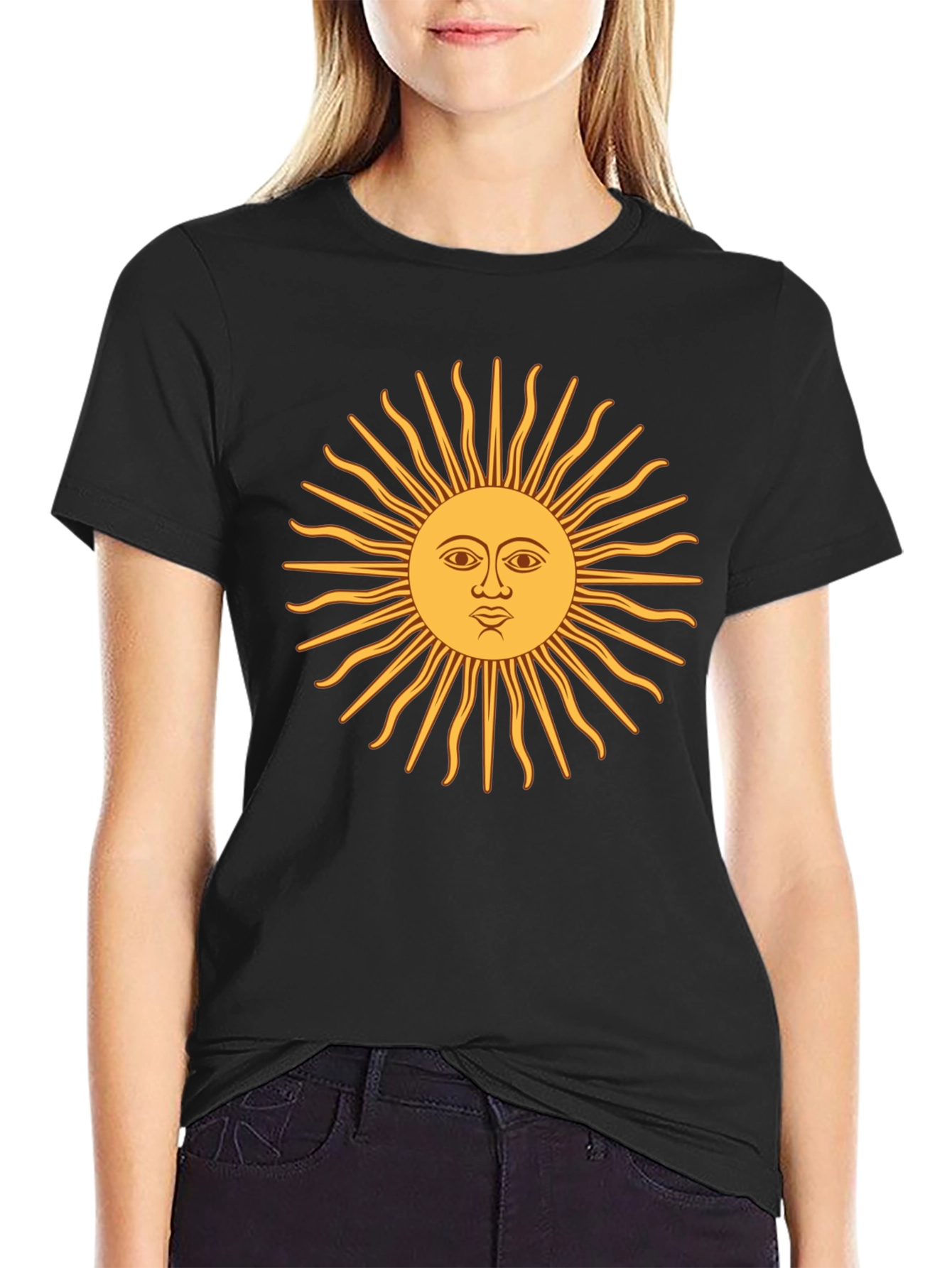 Sun Face Graphic Black T-Shirt
