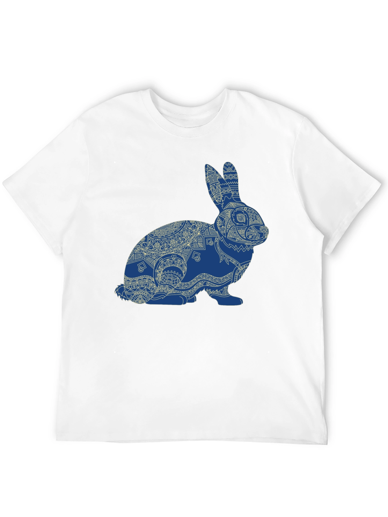 Rabbit Mandala Graphic Tee - Black Cotton Blend