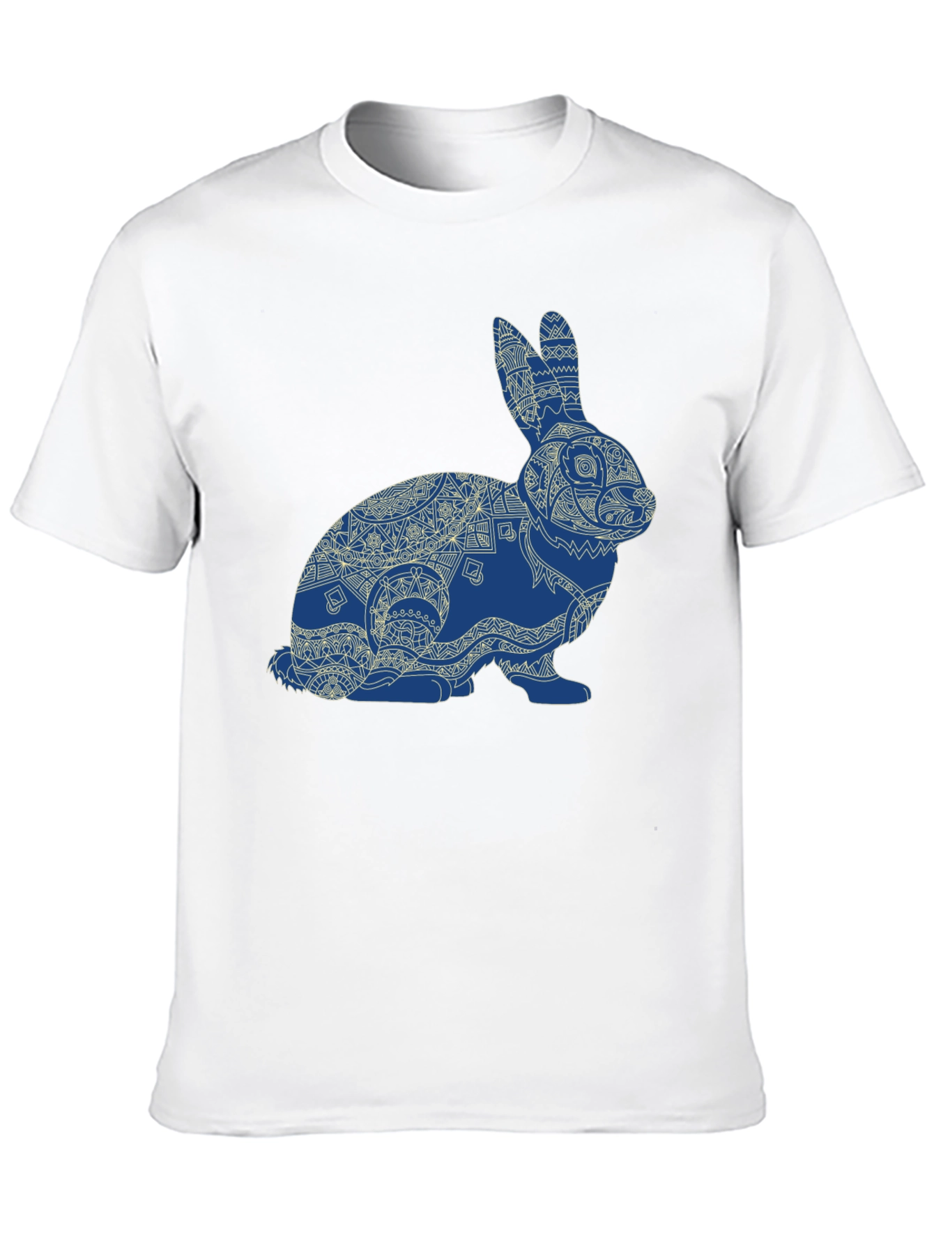 Rabbit Mandala Graphic Tee - Black Cotton Blend