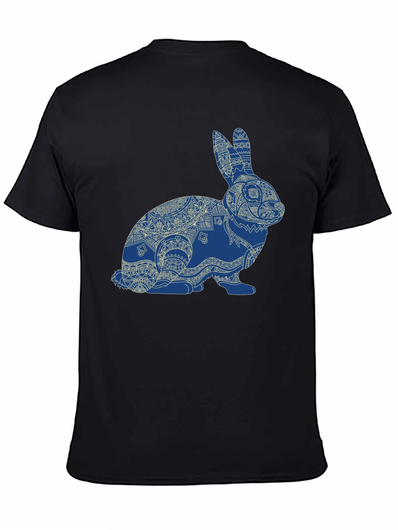 Rabbit Mandala Graphic Tee - Black Cotton Blend