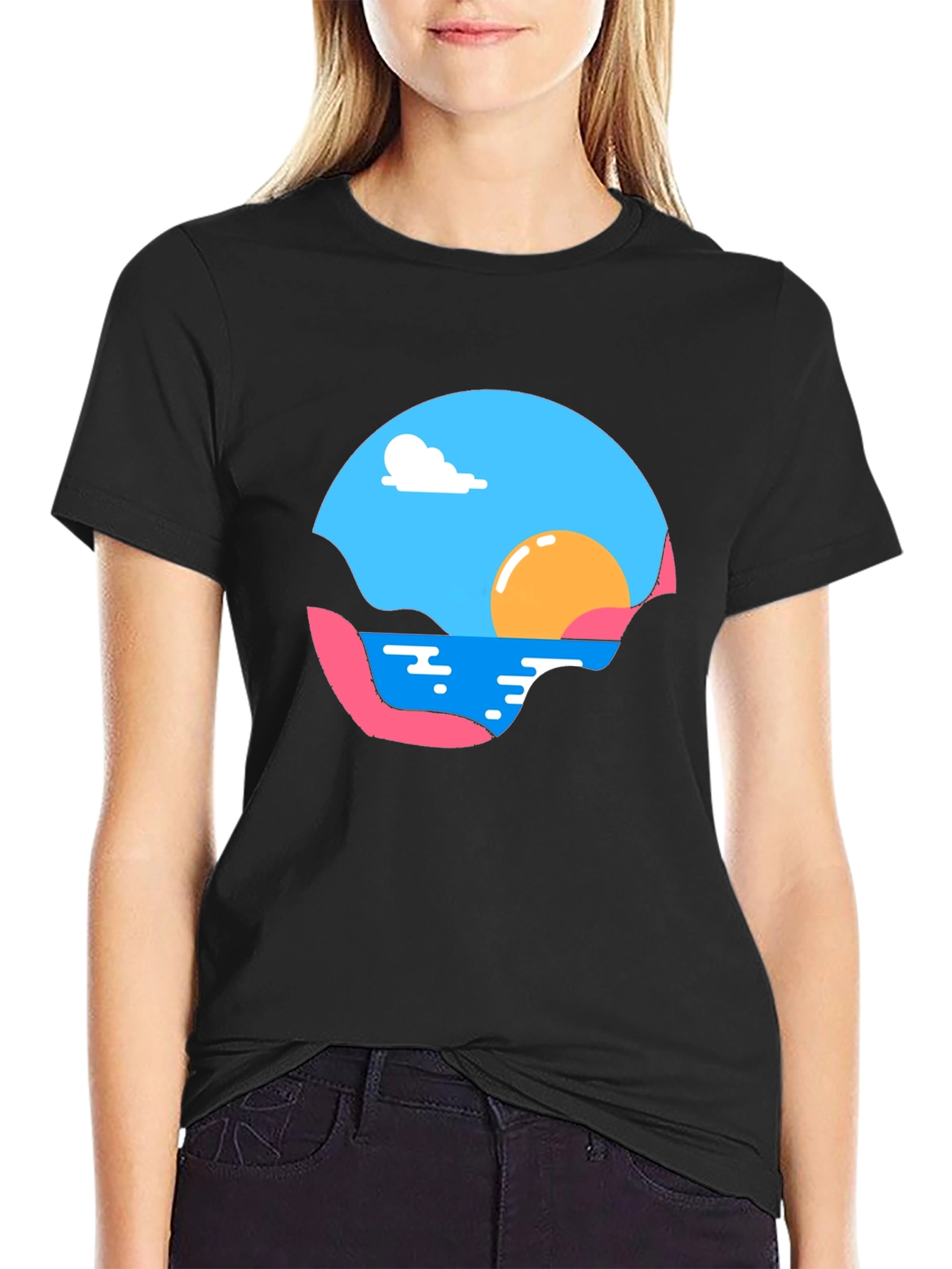 Sunset Graphic Tee - Black Cotton Comfort