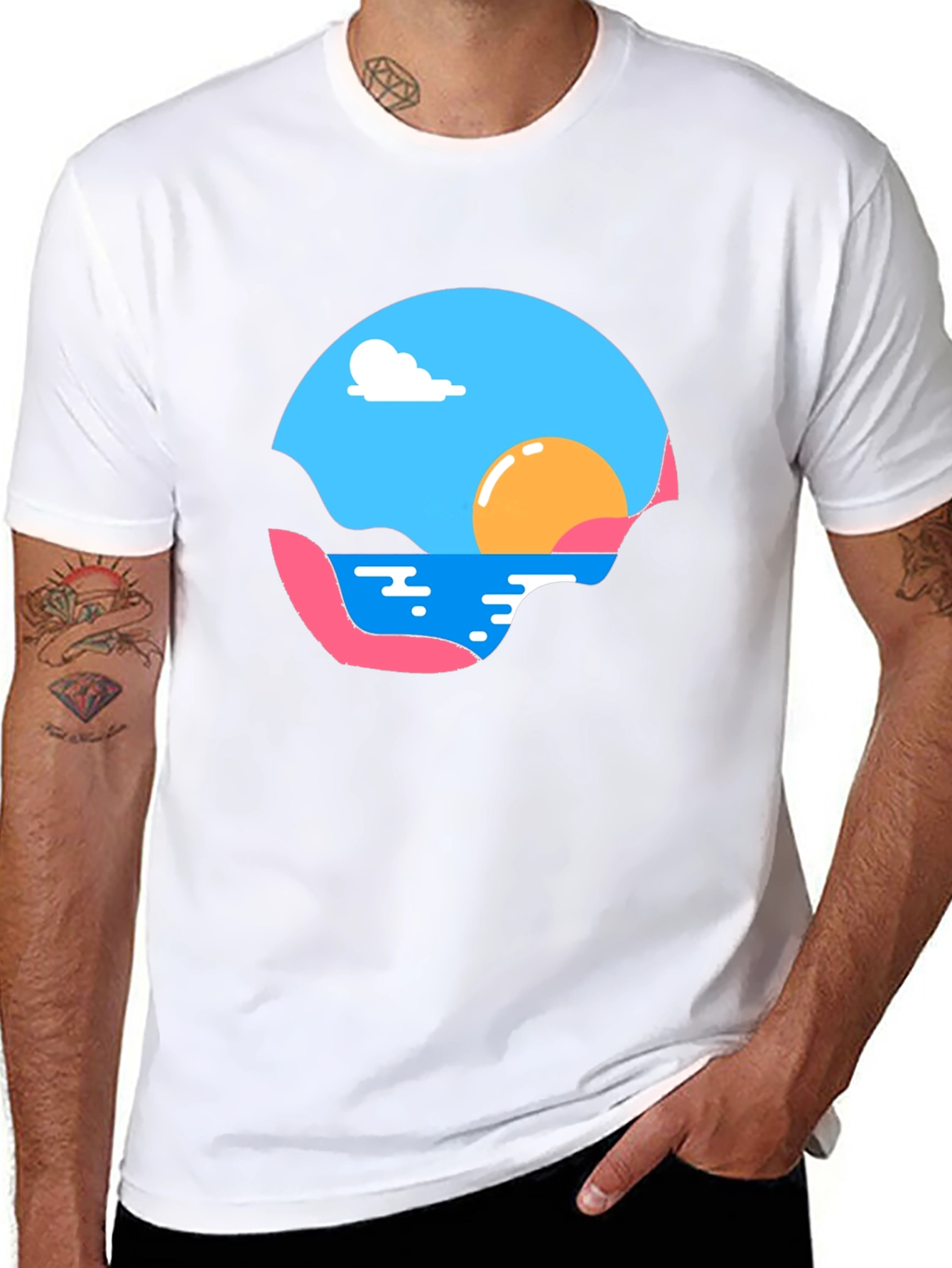 Sunset Graphic Tee - Black Cotton Comfort