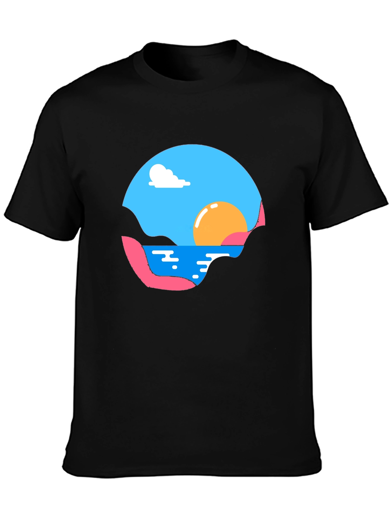 Sunset Graphic Tee - Black Cotton Comfort