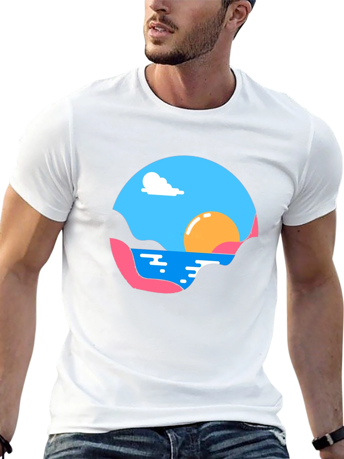 Sunset Graphic Tee - Black Cotton Comfort