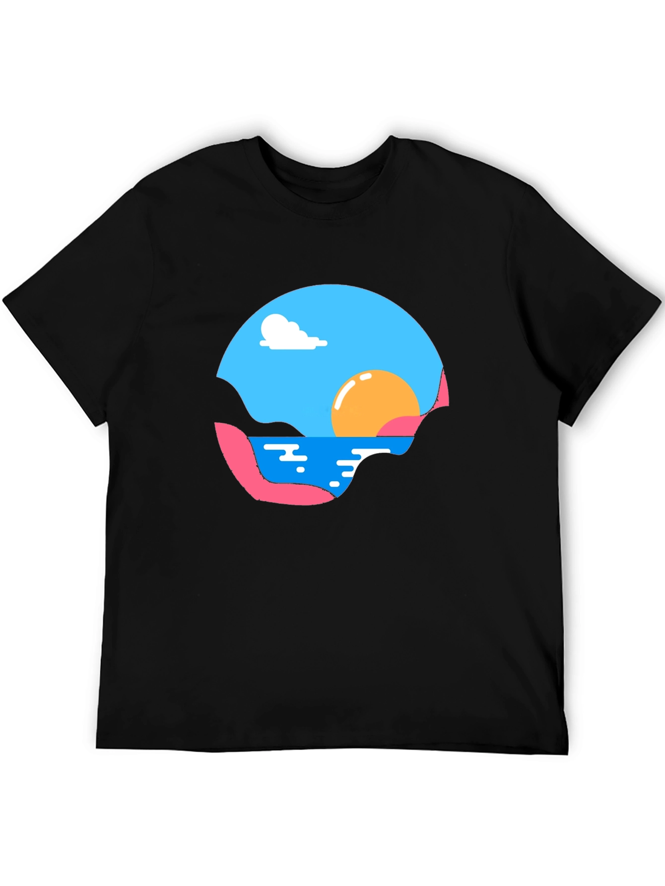Sunset Graphic Tee - Black Cotton Comfort
