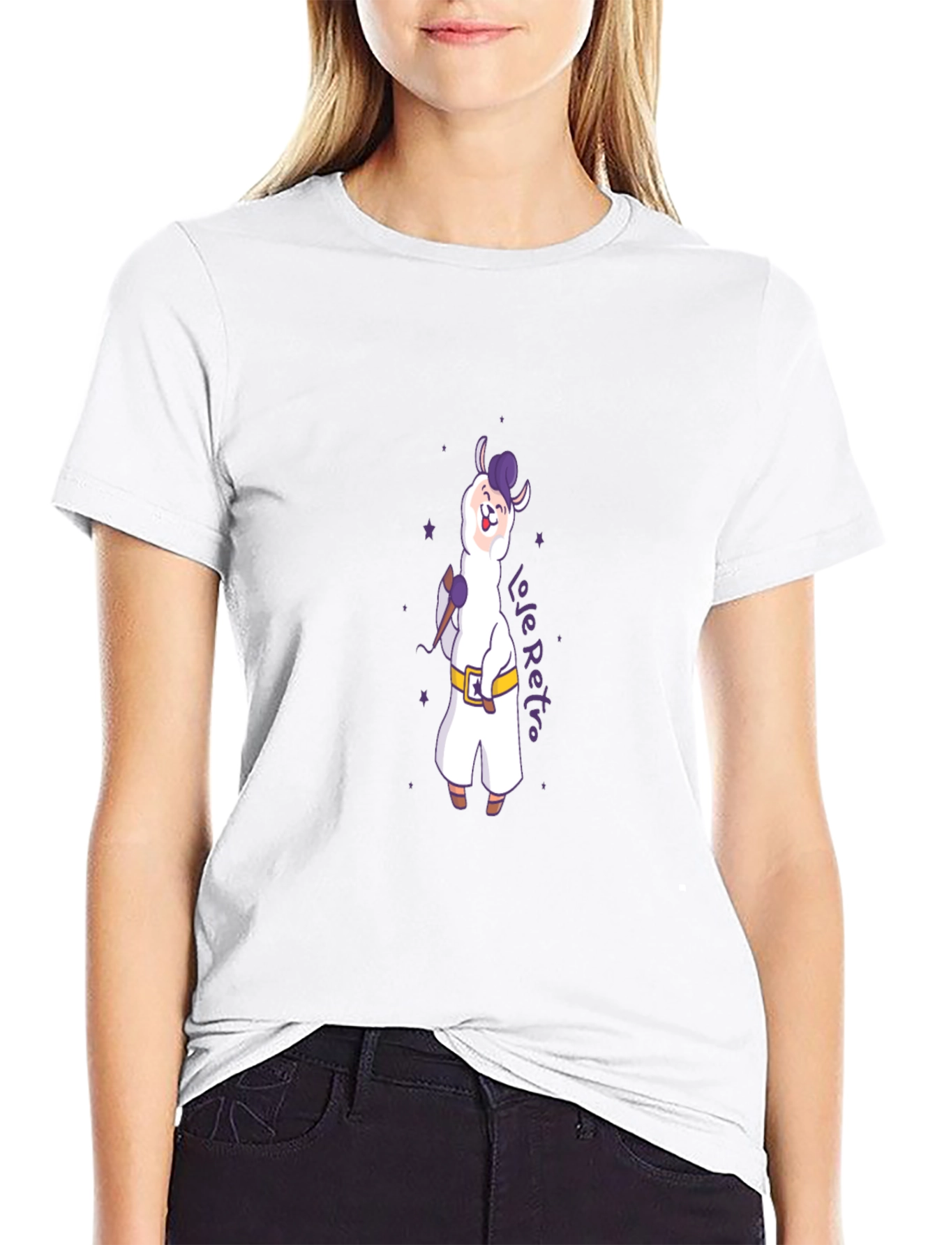 Llama Retro Graphic T-Shirt - Black