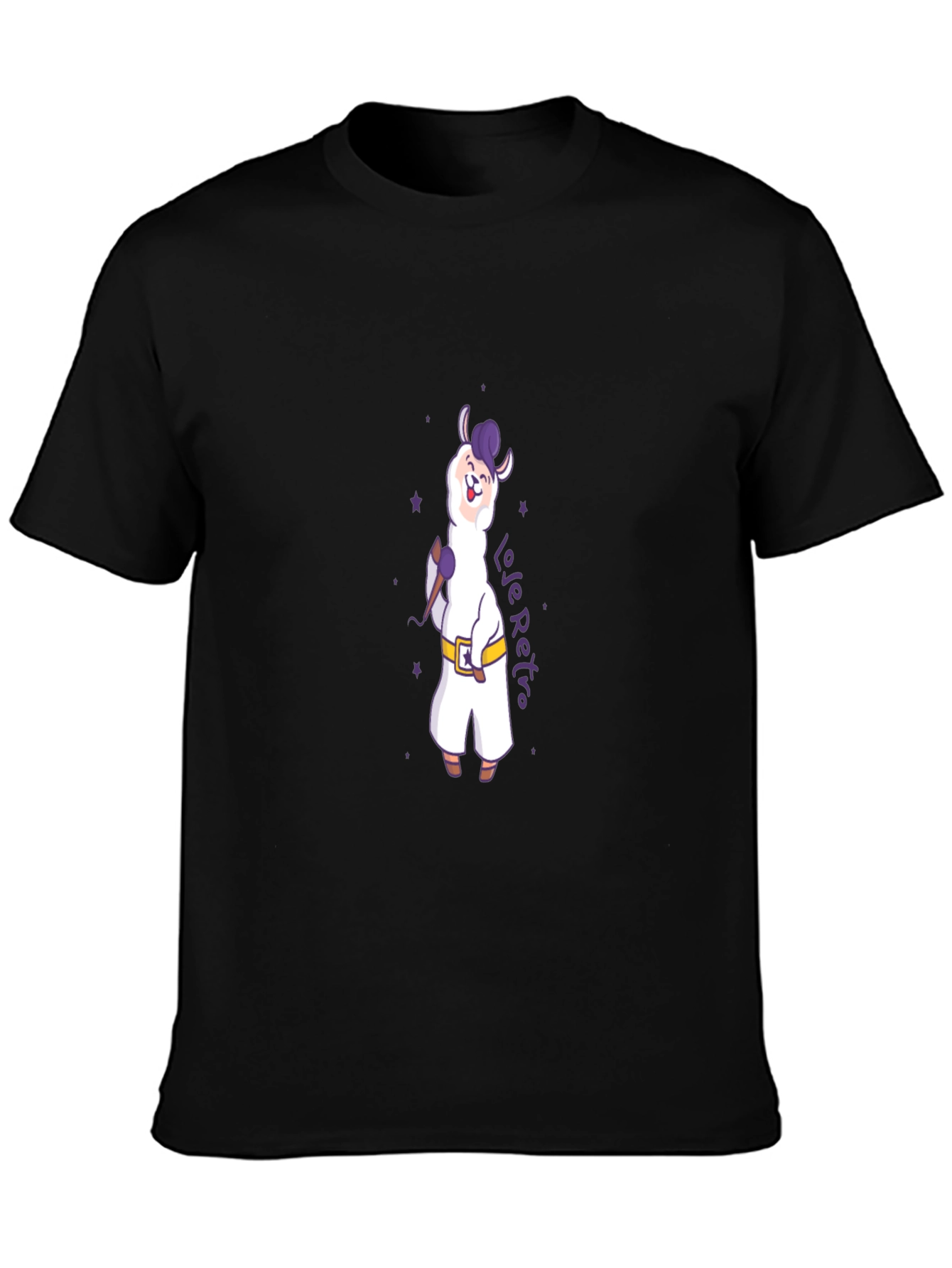 Llama Retro Graphic T-Shirt - Black