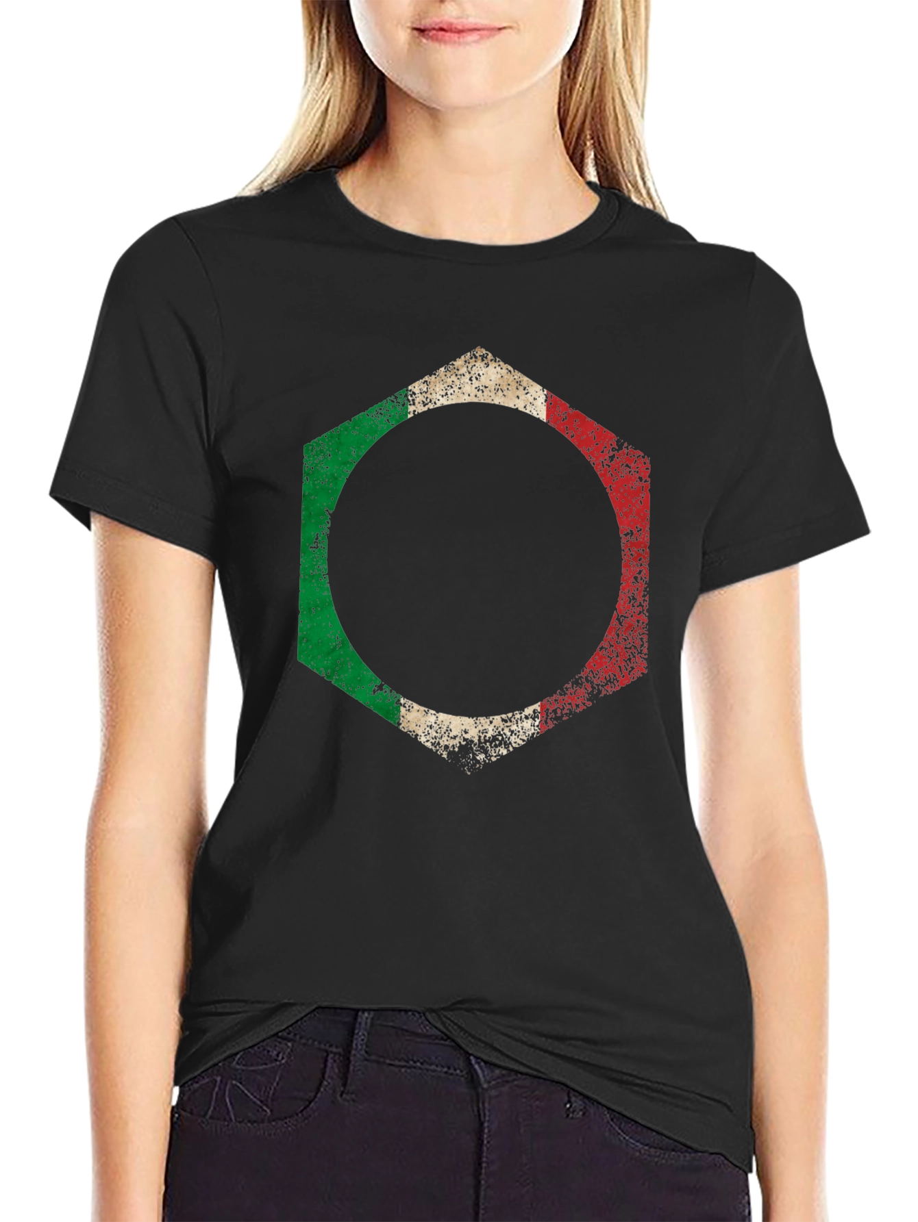 Italian Flag Hexagon Graphic T-Shirt
