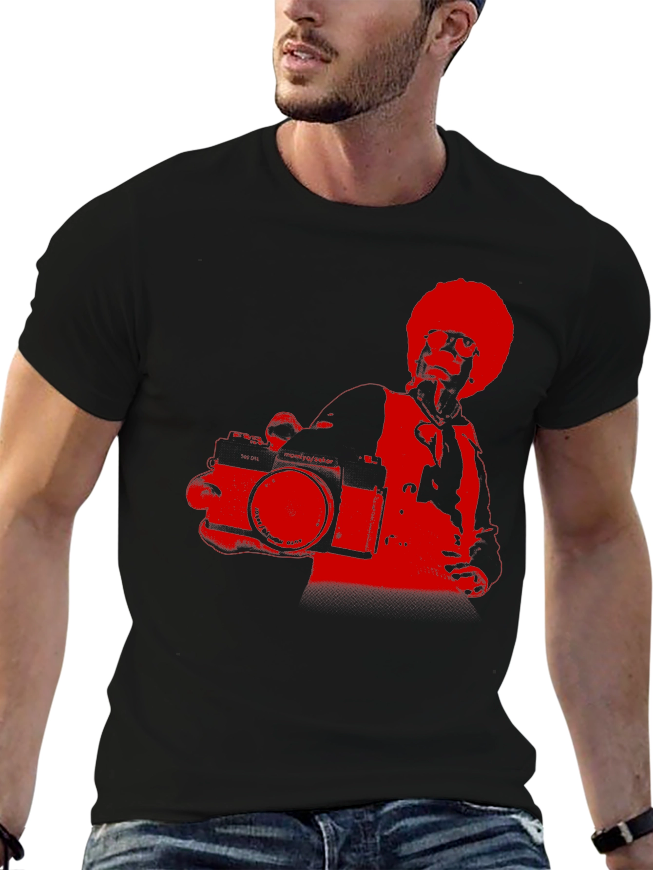 Retro Photographer Graphic Tee - Cool Black T-Shirt