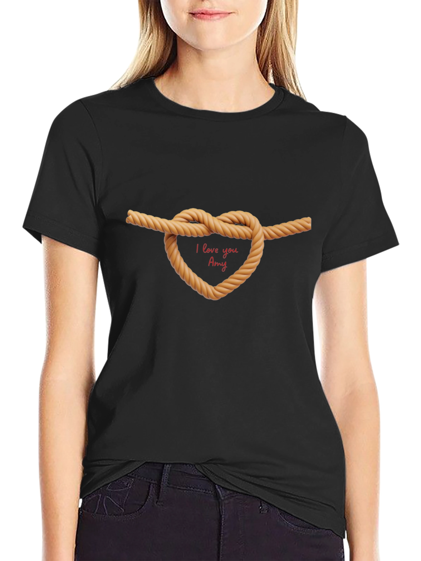 I Love You Amy Rope Heart T-Shirt