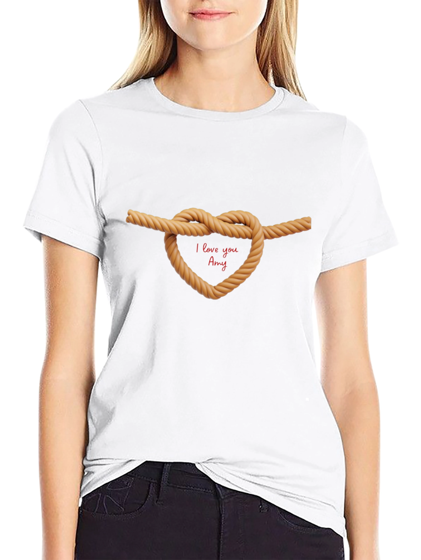 I Love You Amy Rope Heart T-Shirt