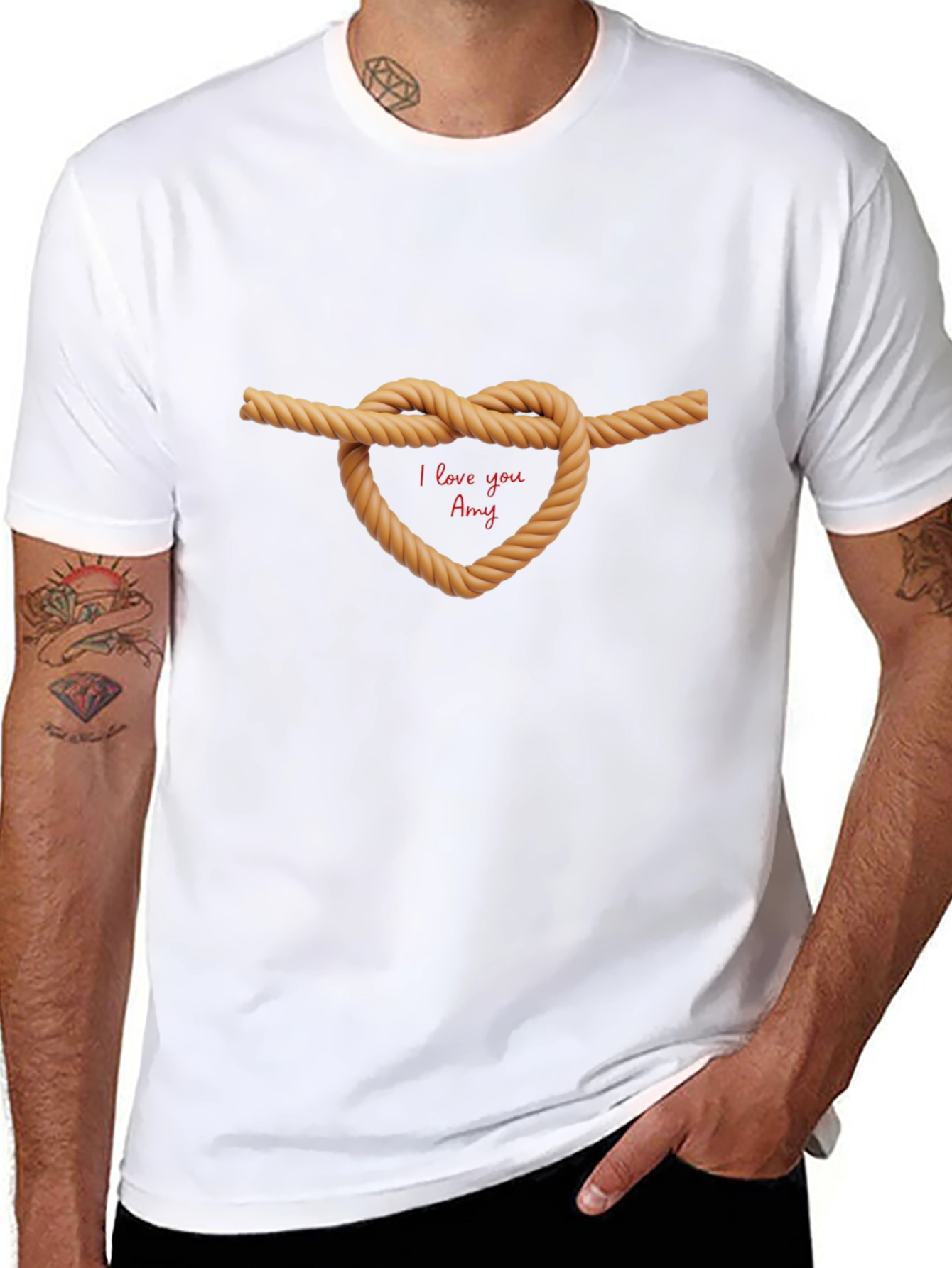 I Love You Amy Rope Heart T-Shirt
