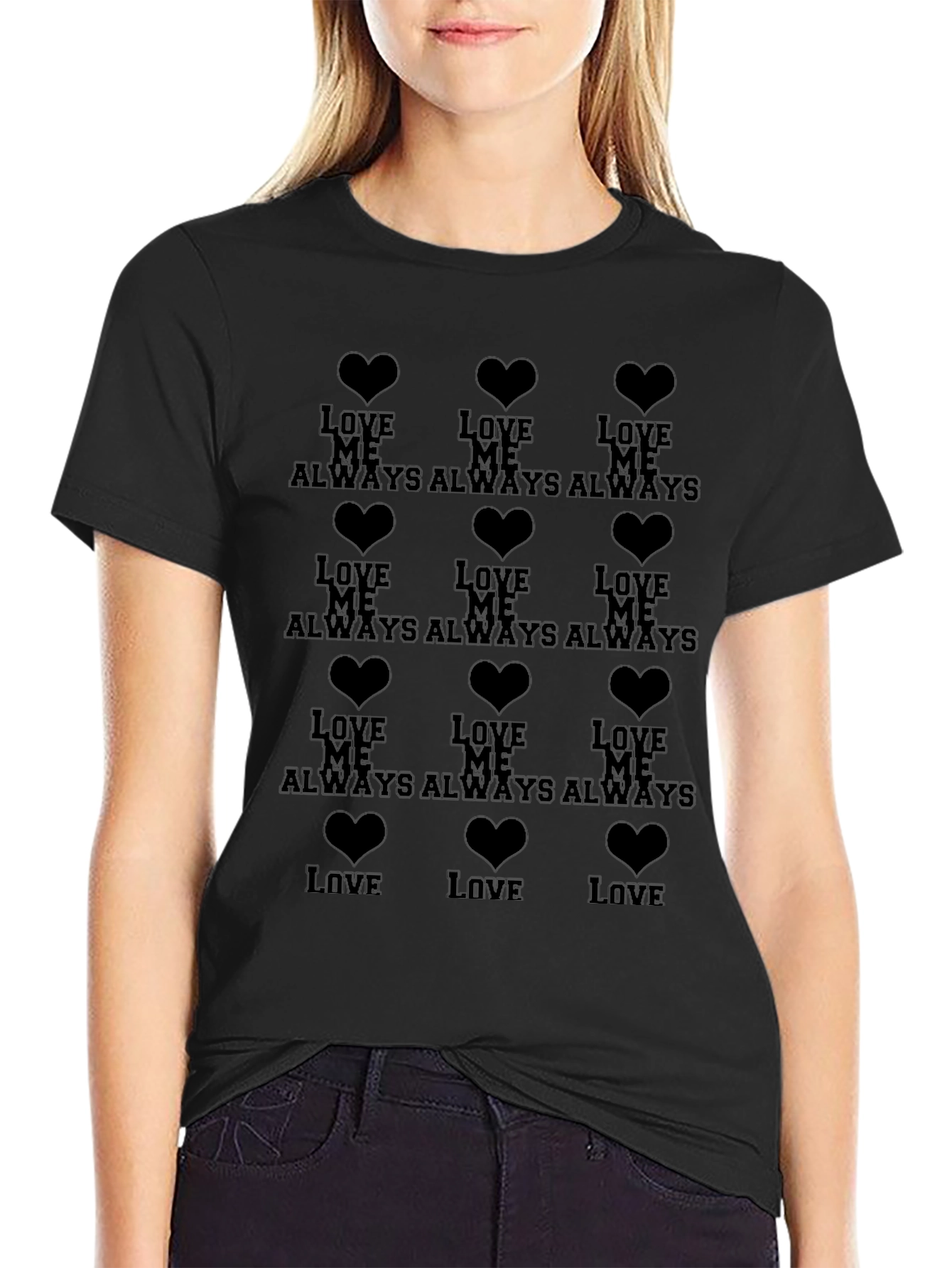 Love Me Always Black Graphic Tee