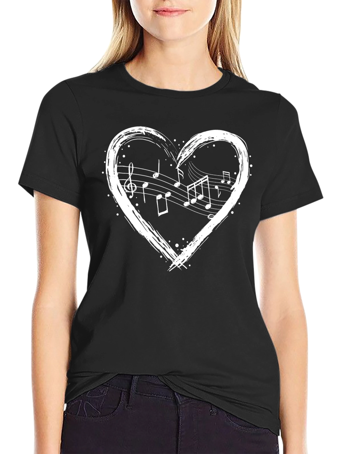 Musical Heart Graphic Tee - Black