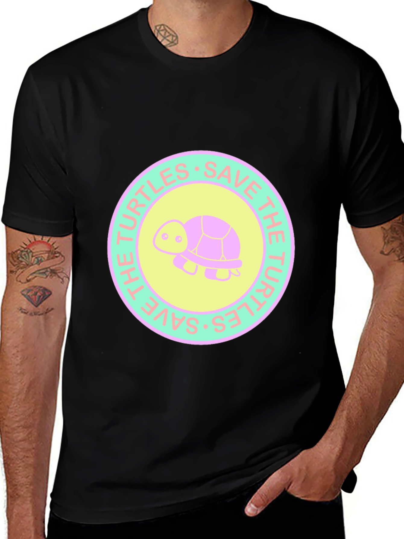 Save the Turtles Graphic Tee - Stylish Black T-Shirt