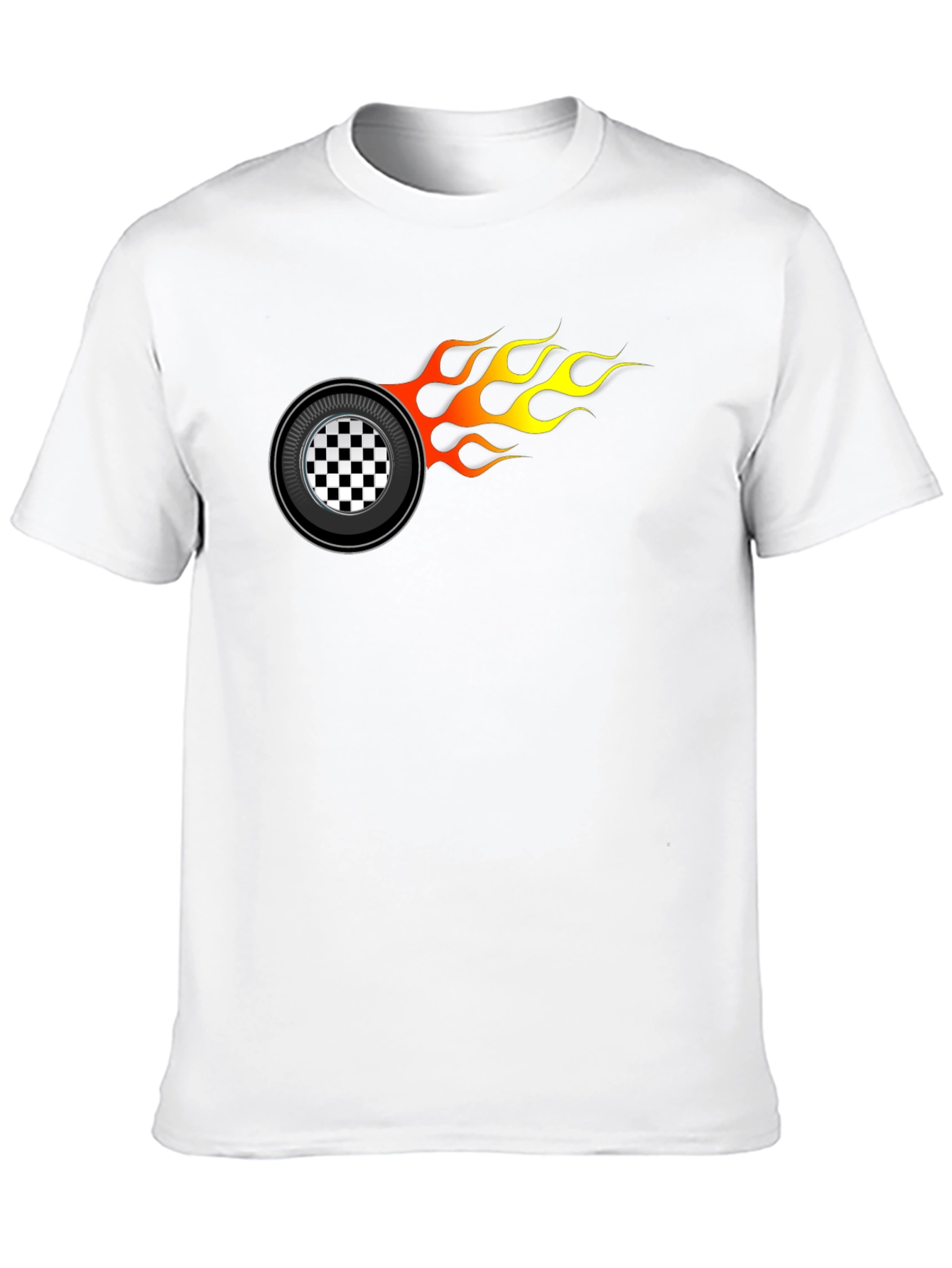 Racing Wheel Flame Graphic Black T-Shirt