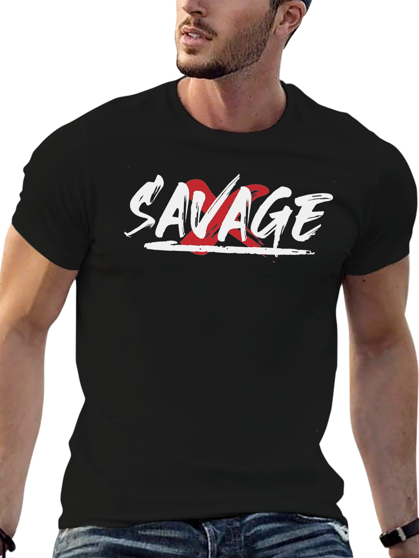 Savage Graphic Print Mens Black T-Shirt