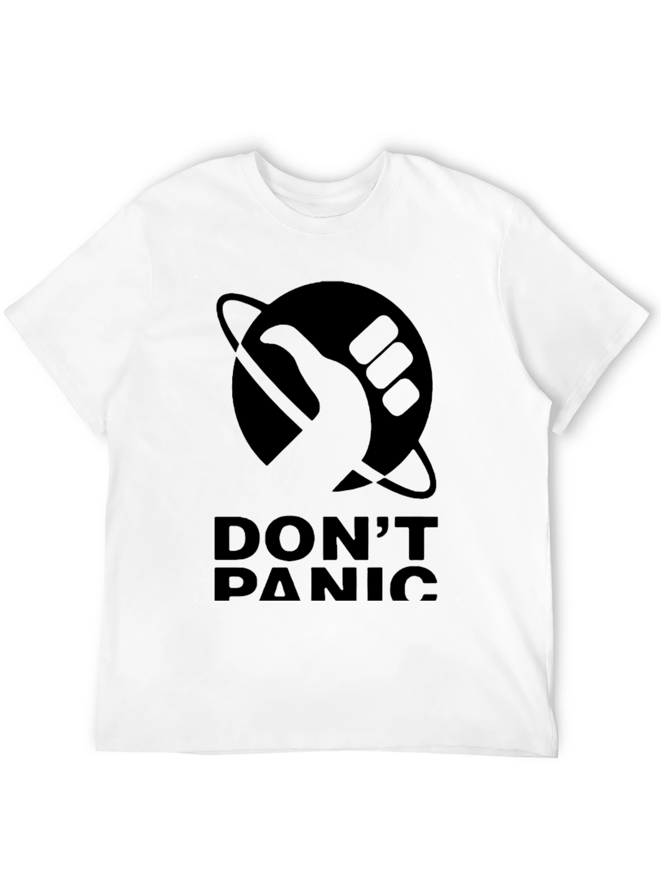 Dont Panic Black T-Shirt - Hitchhikers Guide Inspired
