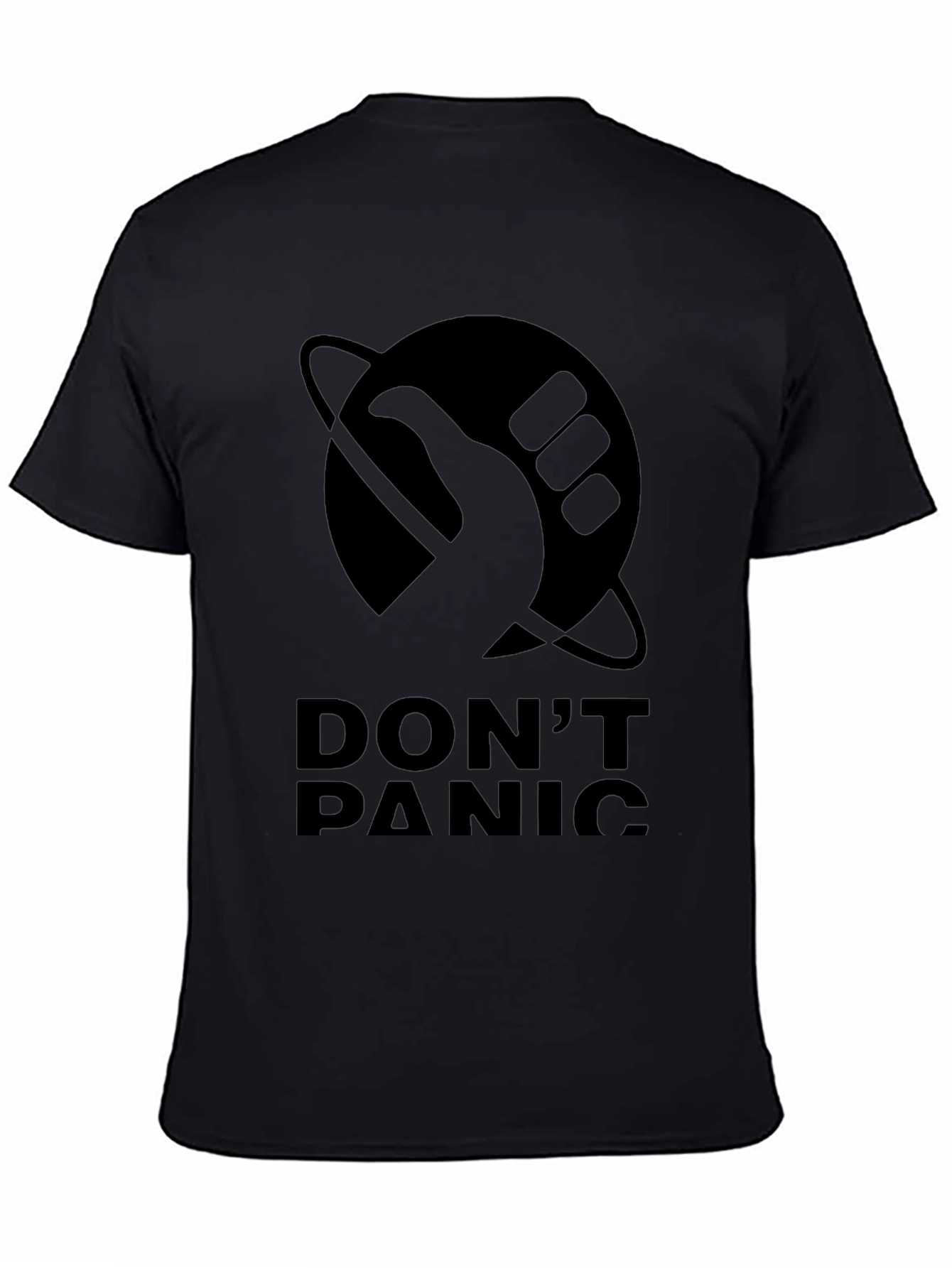 Dont Panic Black T-Shirt - Hitchhikers Guide Inspired