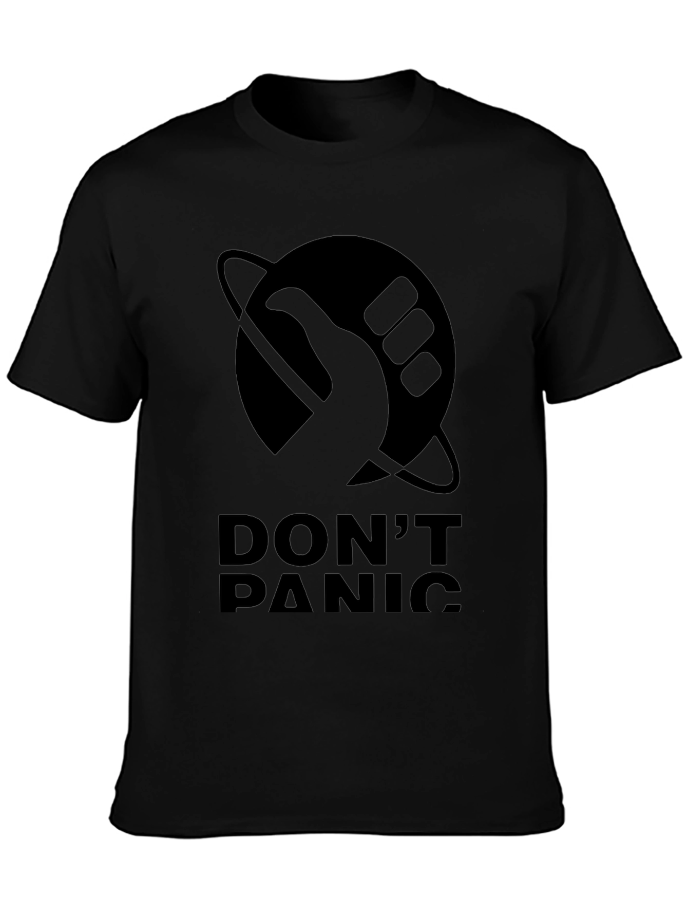 Dont Panic Black T-Shirt - Hitchhikers Guide Inspired