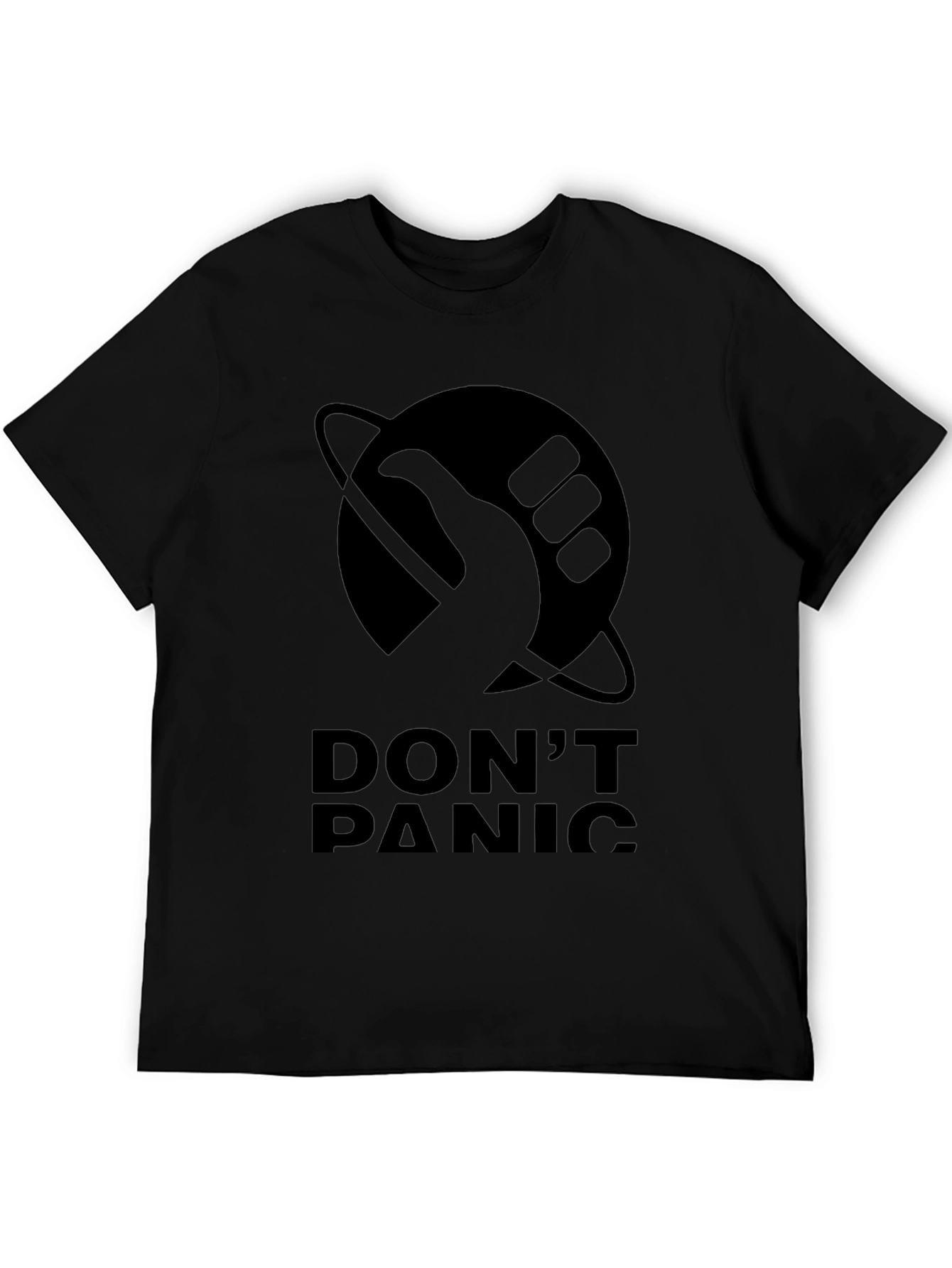 Dont Panic Black T-Shirt - Hitchhikers Guide Inspired