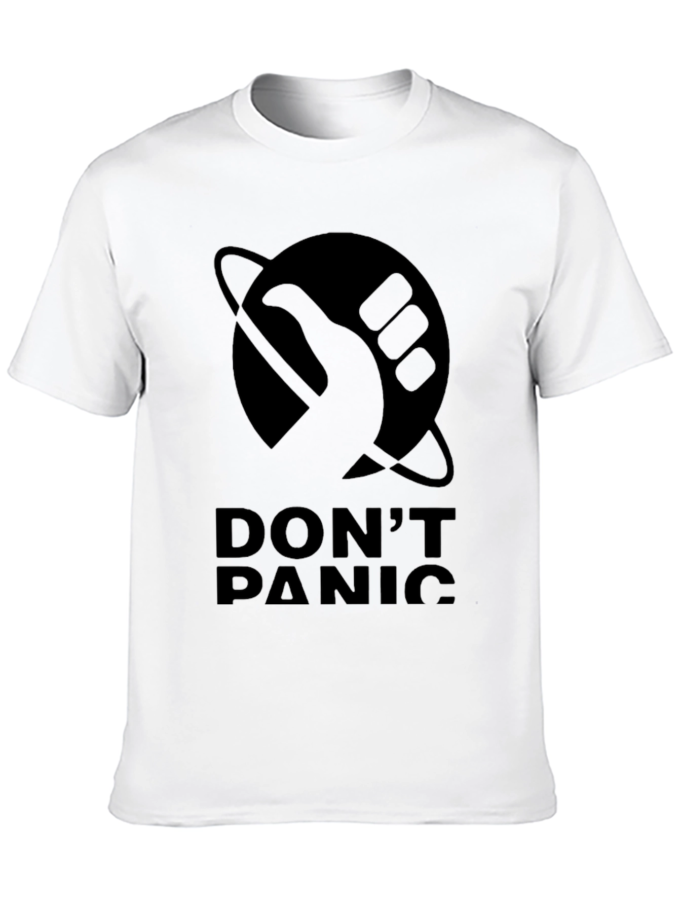 Dont Panic Black T-Shirt - Hitchhikers Guide Inspired