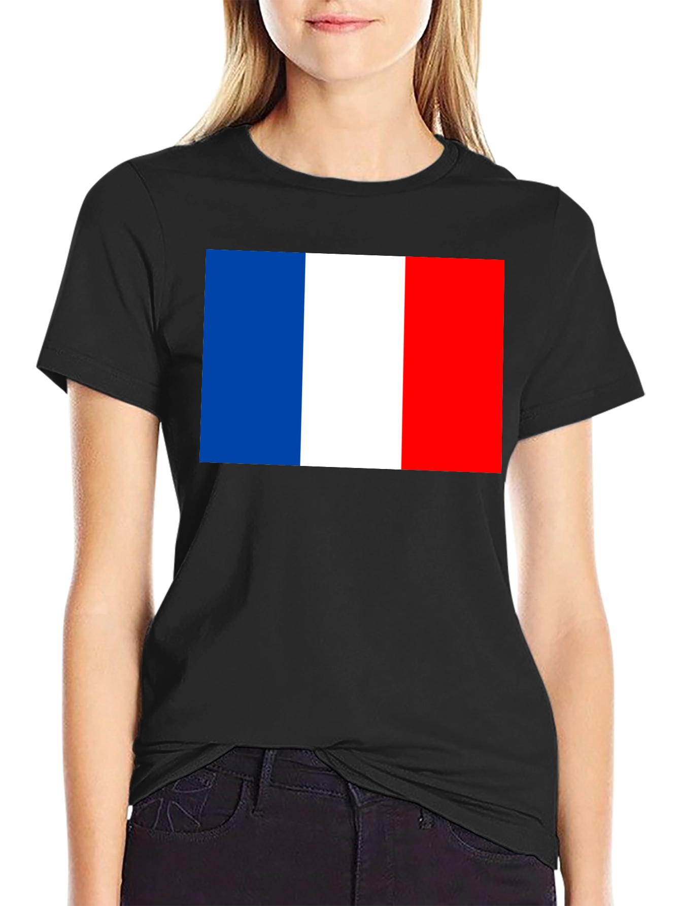 France Flag Graphic T-Shirt - Black Casual Tee